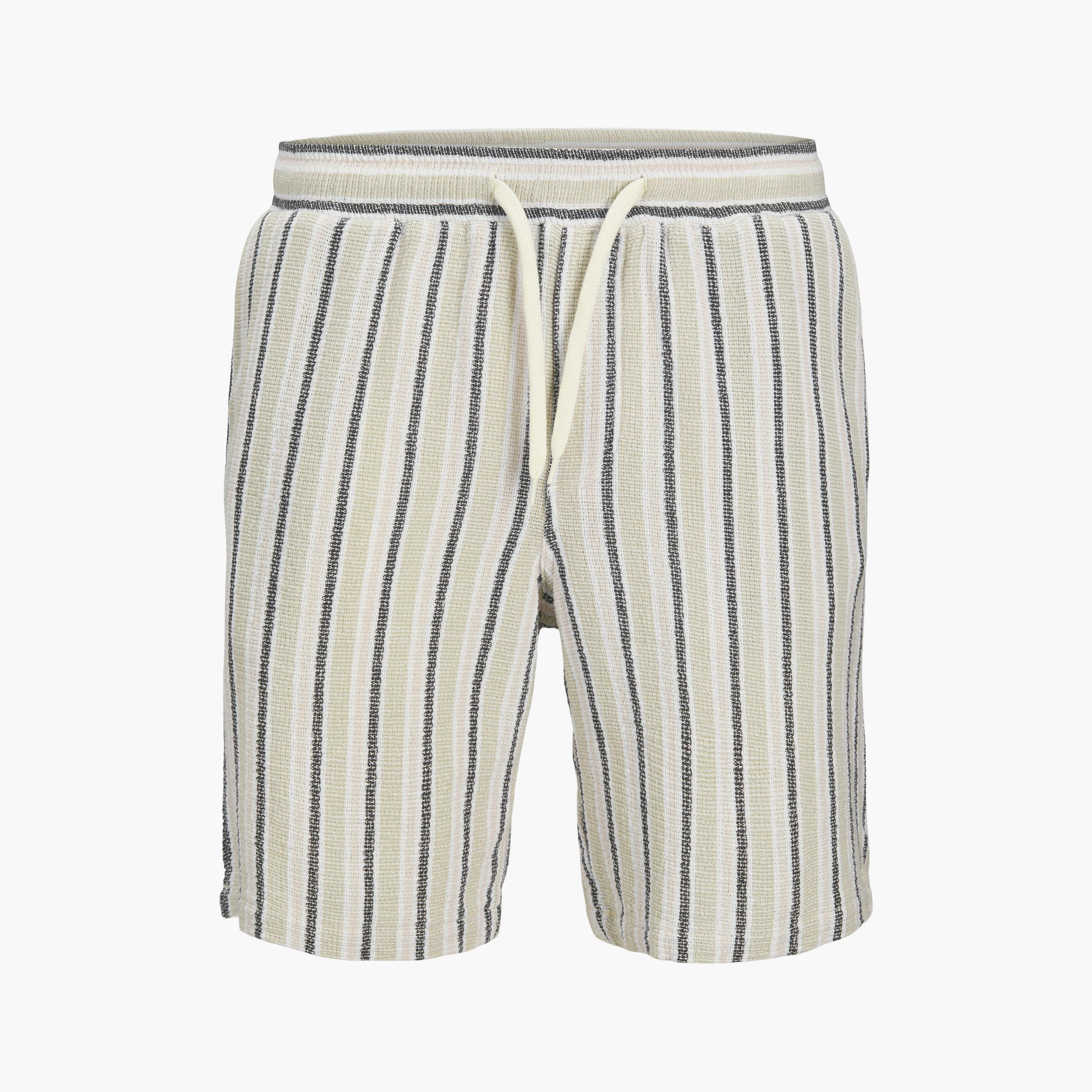 Jack & Jones Striped Mid-Rise Elasticated Drawstring Waist Men's Shorts-men-clothing-bottoms-shorts-image-7