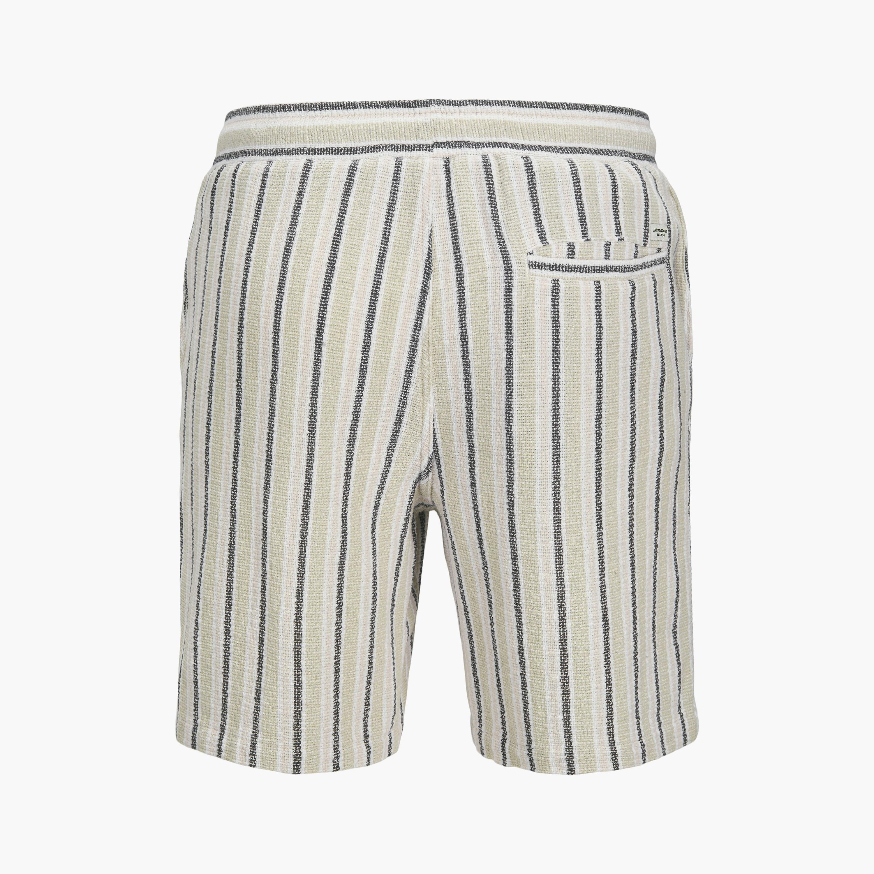 Jack & Jones Striped Mid-Rise Elasticated Drawstring Waist Men's Shorts-men-clothing-bottoms-shorts-image-8