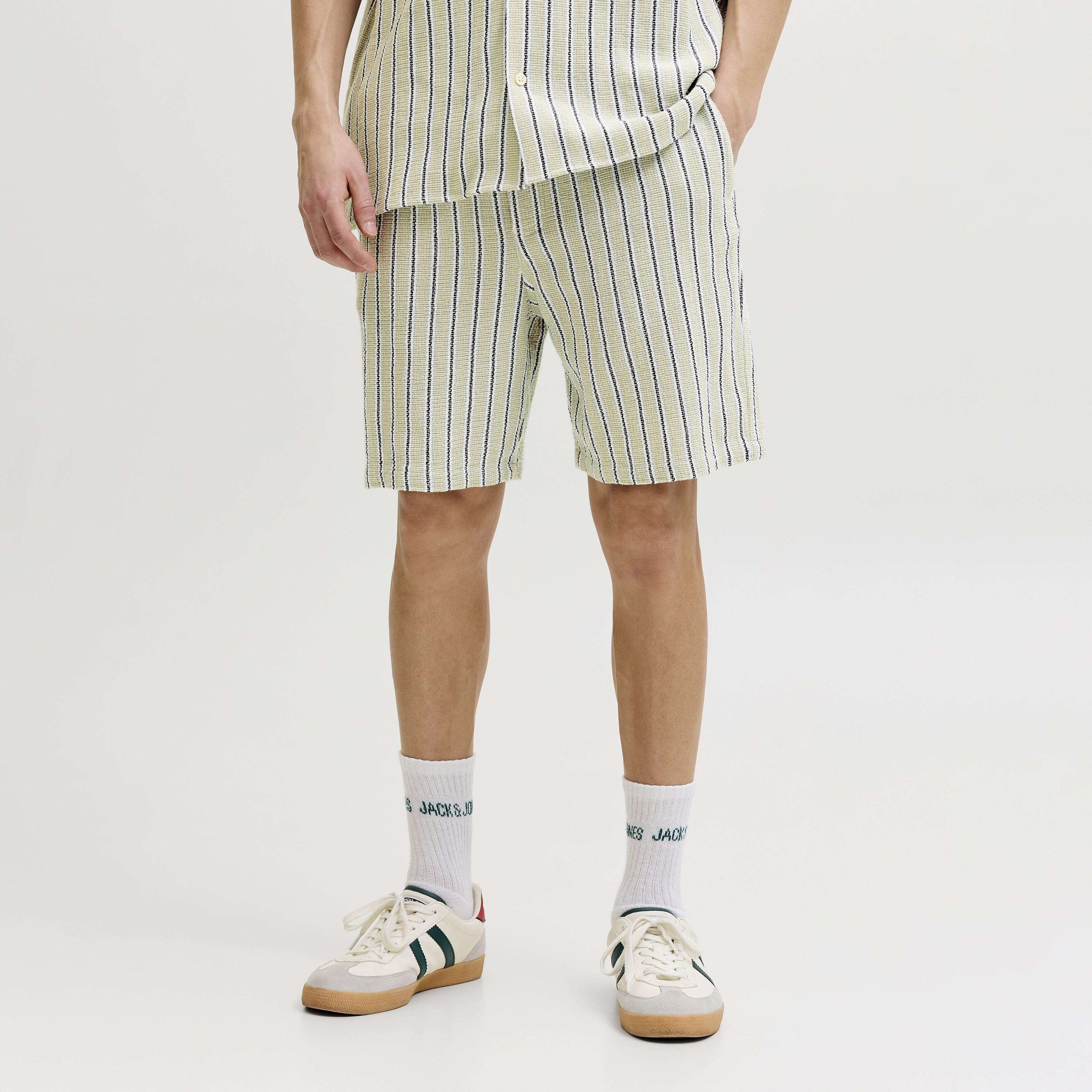 Jack & Jones Striped Mid-Rise Elasticated Drawstring Waist Men's Shorts-men-clothing-bottoms-shorts-image-1