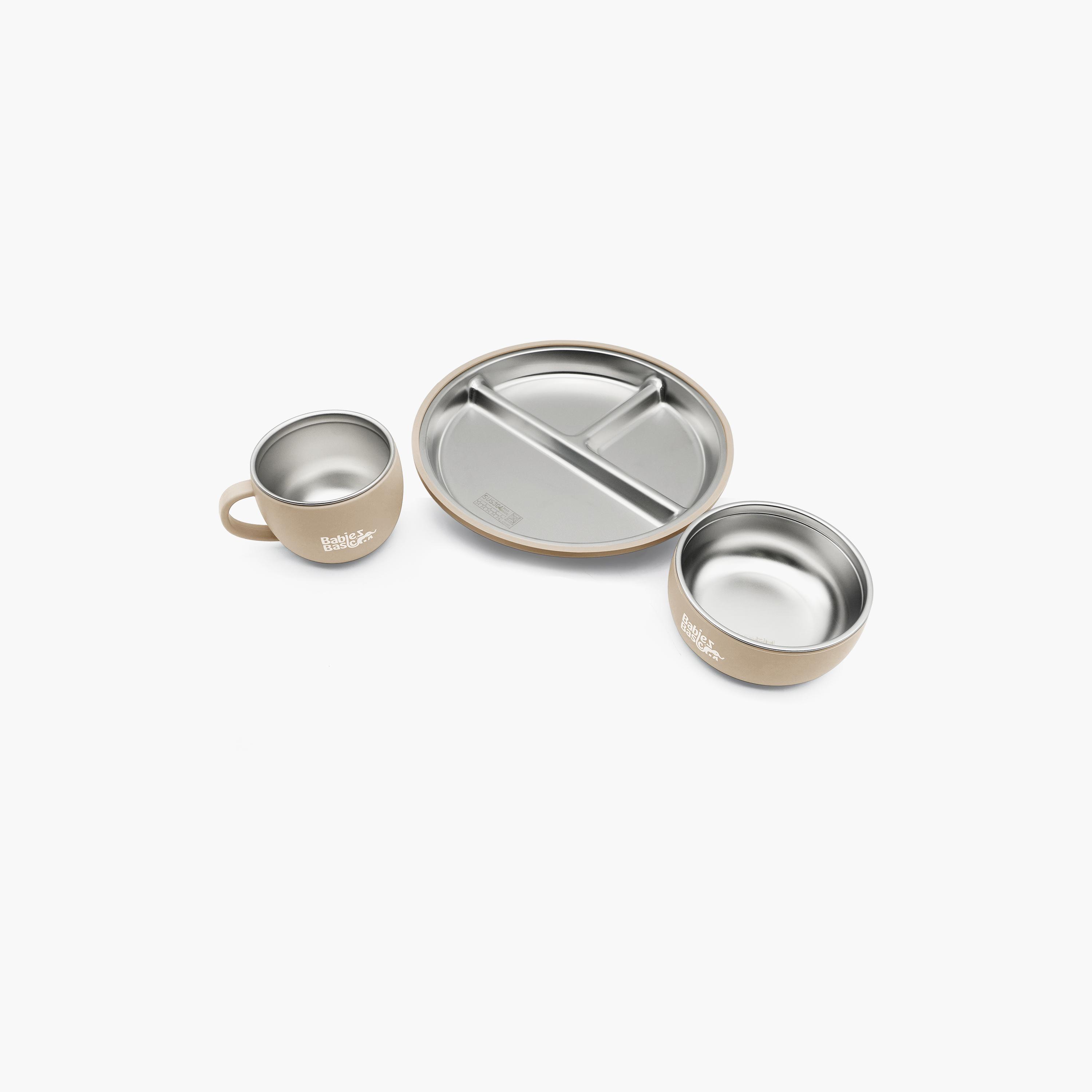 Babies Basic 3-Piece Stainless Steel Plate with Bowl & Cup-baby-feeding-mealtimeessentials-image-7