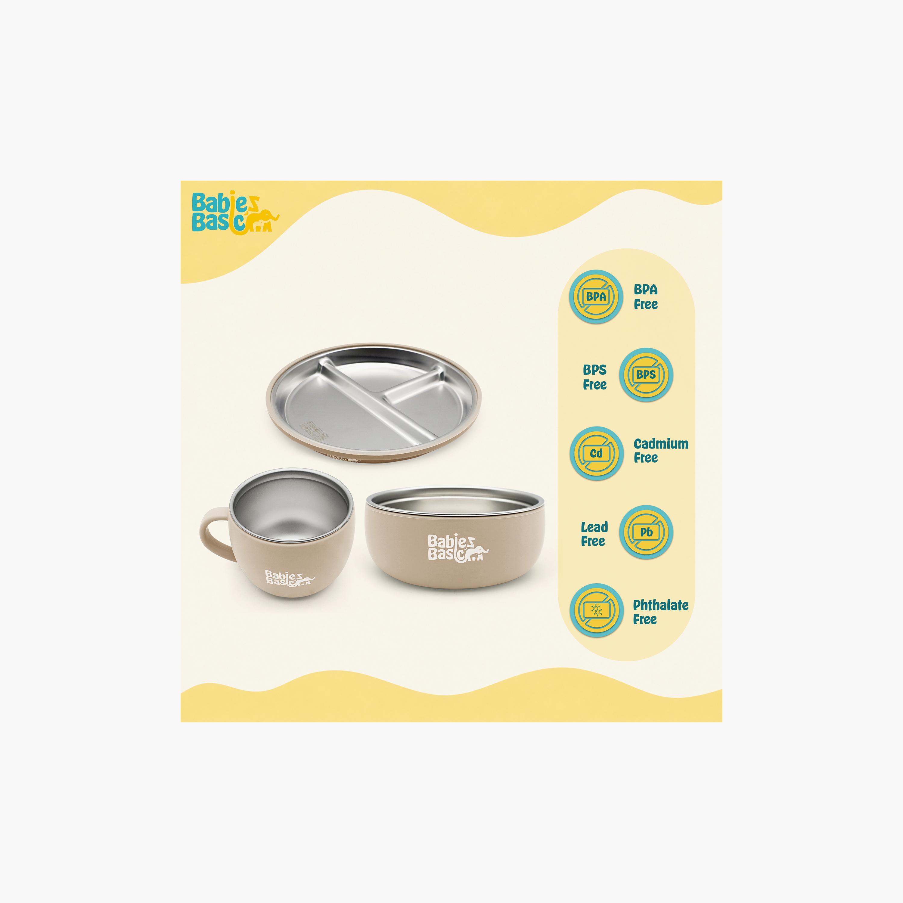 Babies Basic 3-Piece Stainless Steel Plate with Bowl & Cup-baby-feeding-mealtimeessentials-image-9