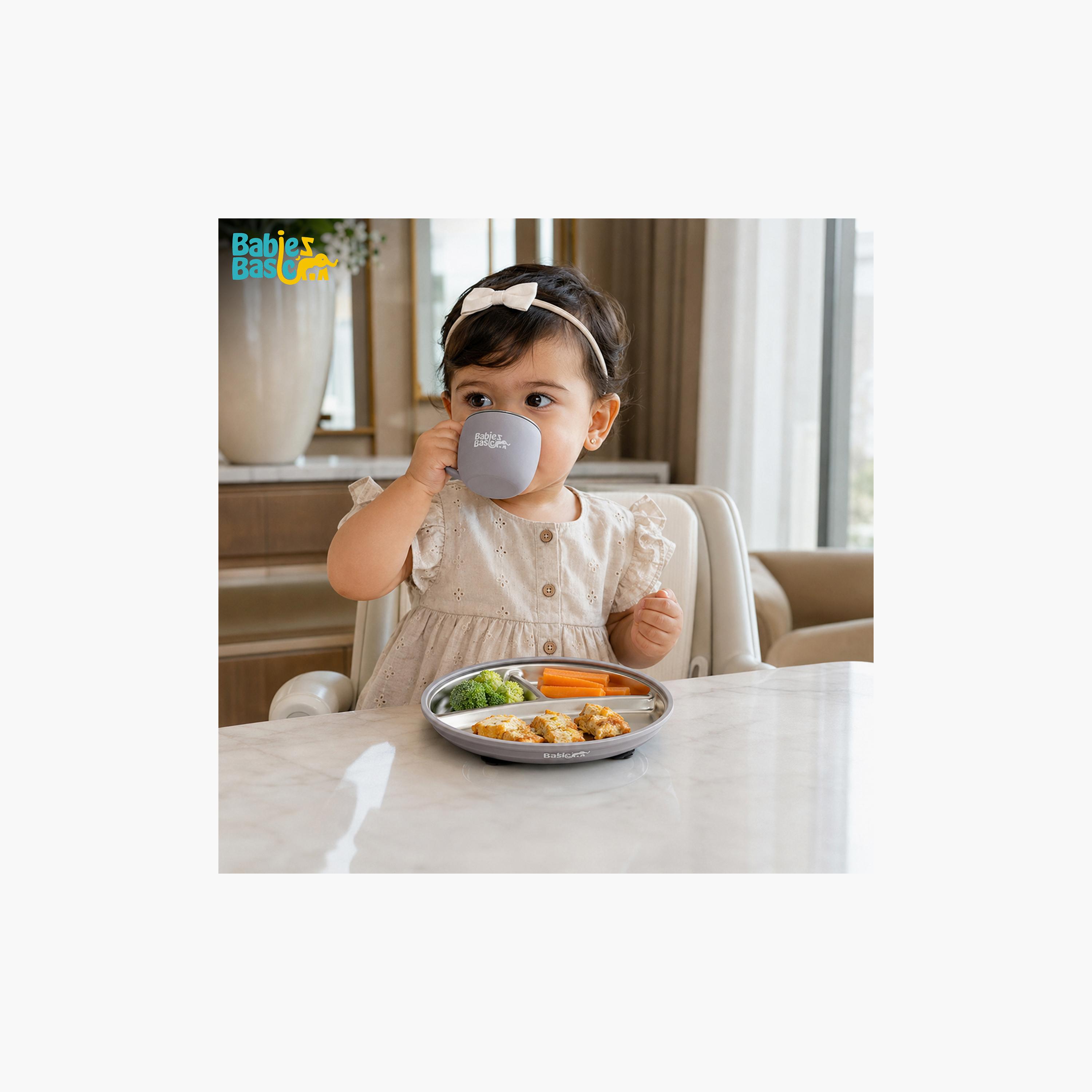 Babies Basic 3-Piece Stainless Steel Plate with Bowl & Cup-baby-feeding-mealtimeessentials-image-5