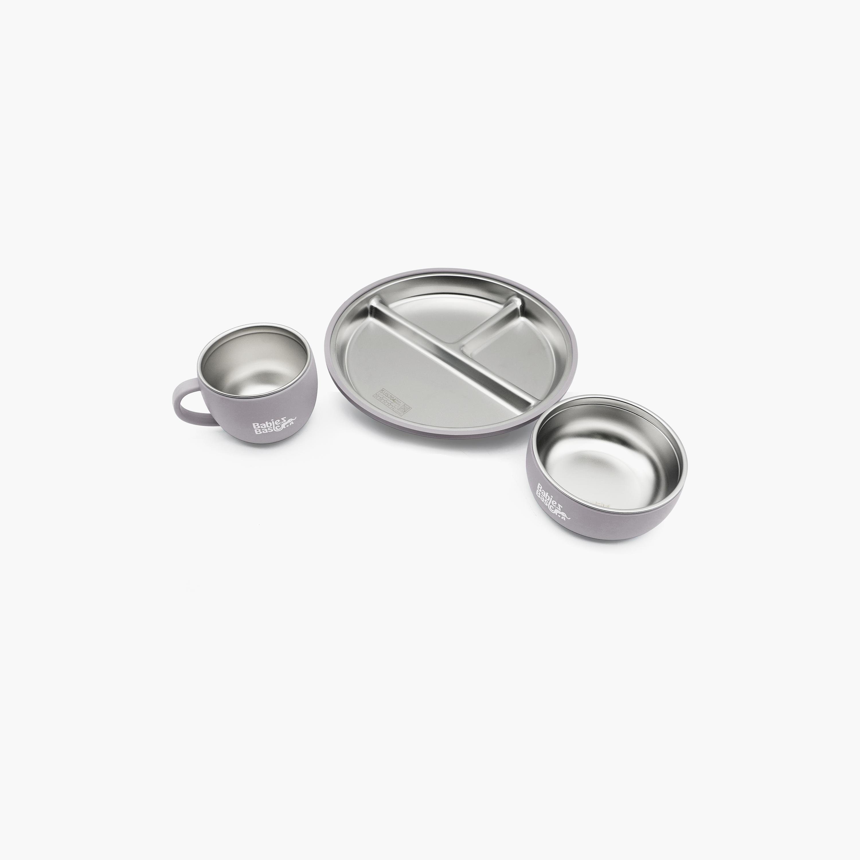 Babies Basic 3-Piece Stainless Steel Plate with Bowl & Cup-baby-feeding-mealtimeessentials-image-7