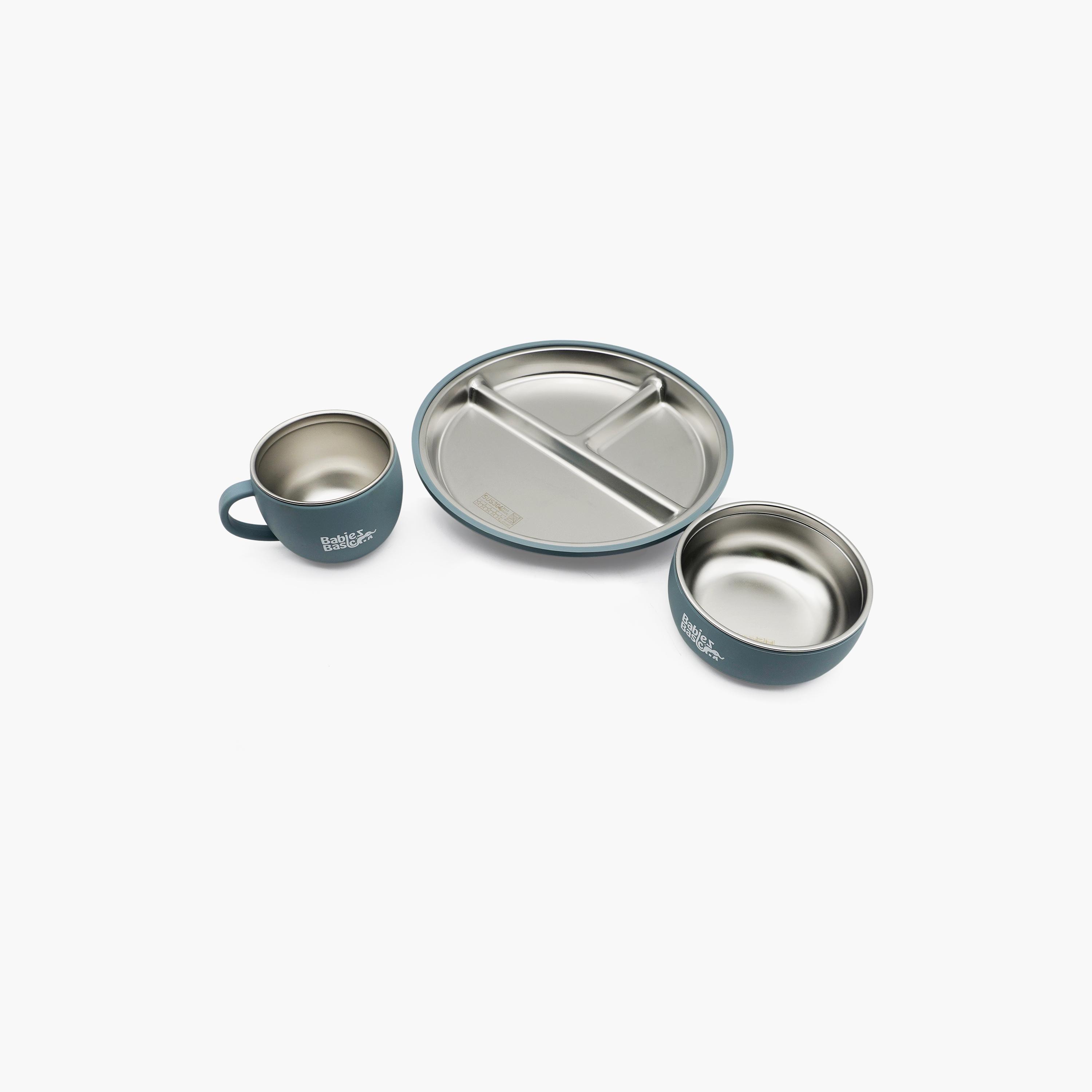Babies Basic 3-Piece Stainless Steel Plate with Bowl & Cup-baby-feeding-mealtimeessentials-image-7