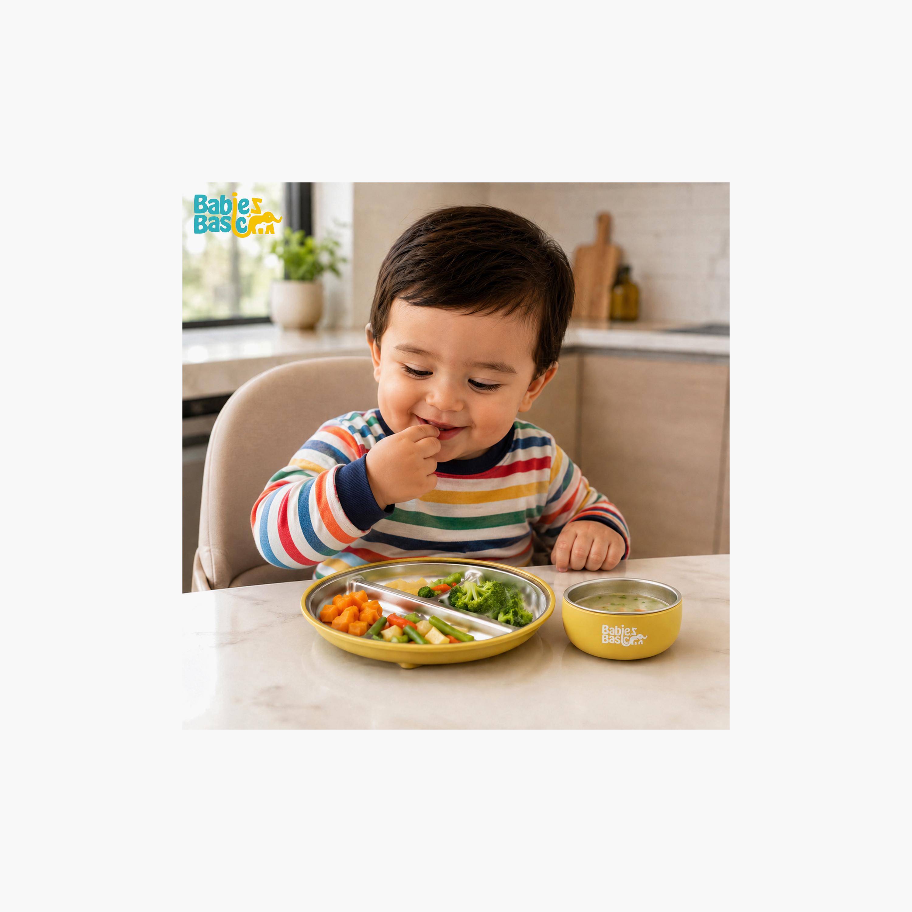 Babies Basic 3-Piece Stainless Steel Plate with Bowl & Cup-baby-feeding-mealtimeessentials-image-6