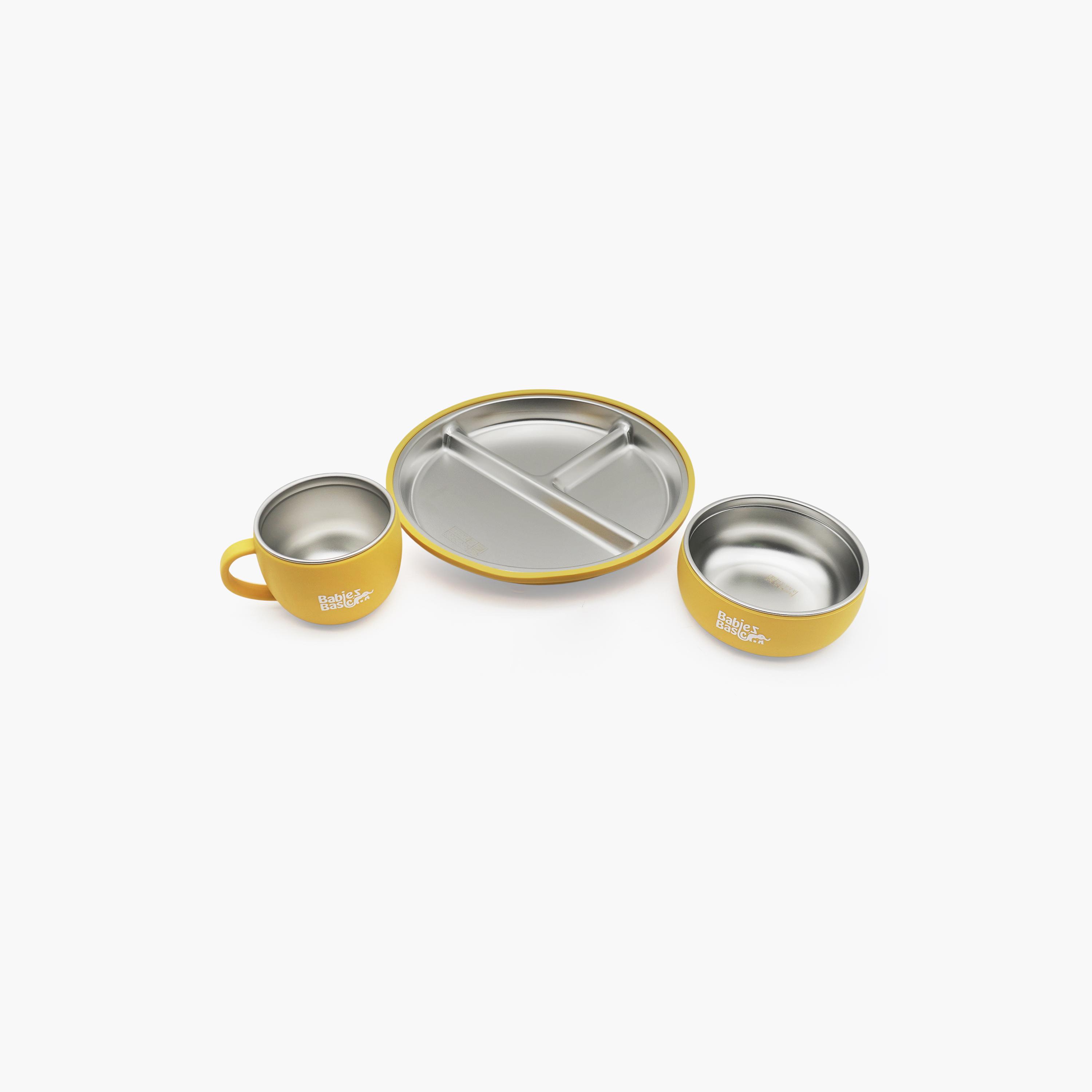 Babies Basic 3-Piece Stainless Steel Plate with Bowl & Cup-baby-feeding-mealtimeessentials-image-7