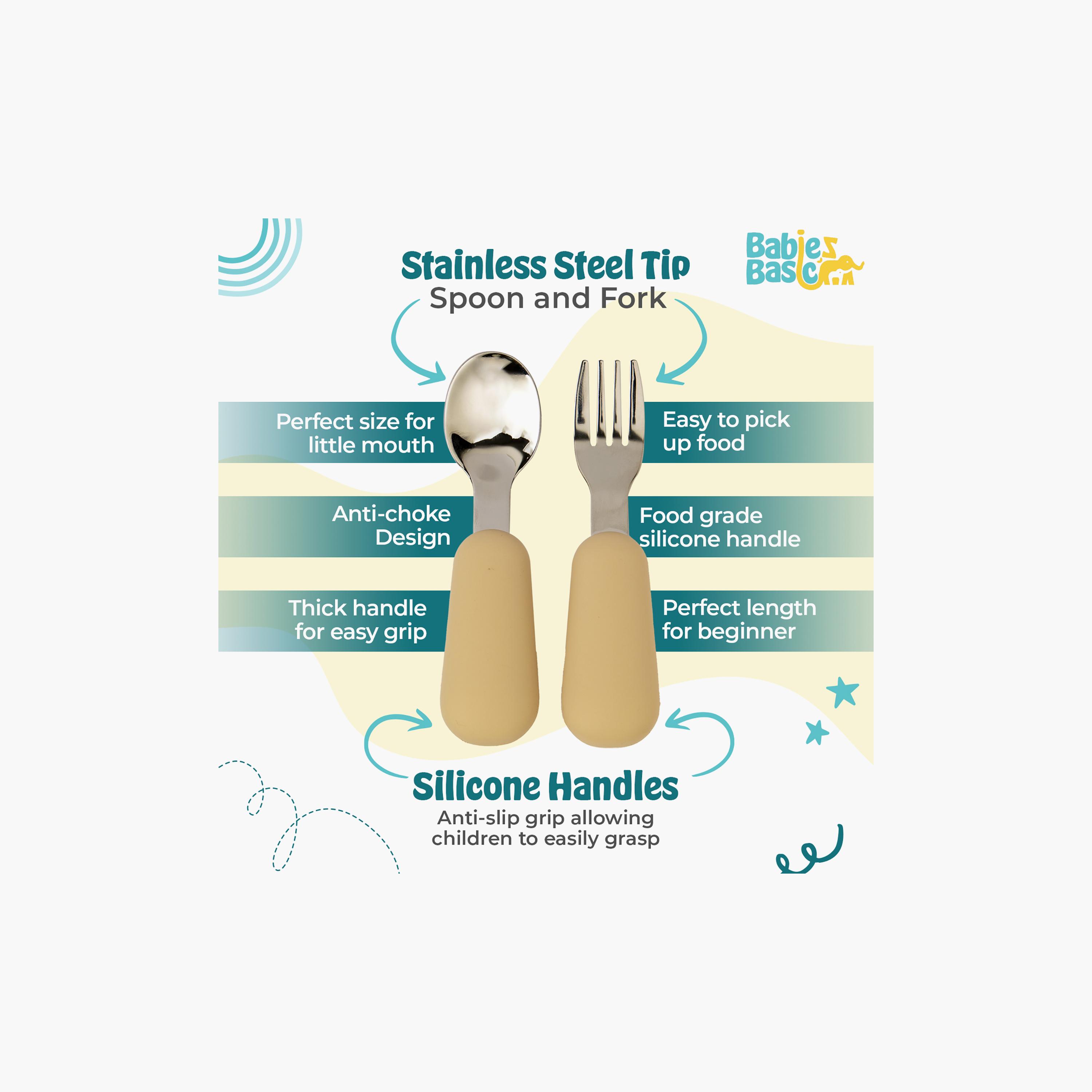 Babies Basic 5-Piece Stainless Steel Feeding Set with Silicone Sleeve-baby-feeding-mealtimeessentials-image-2