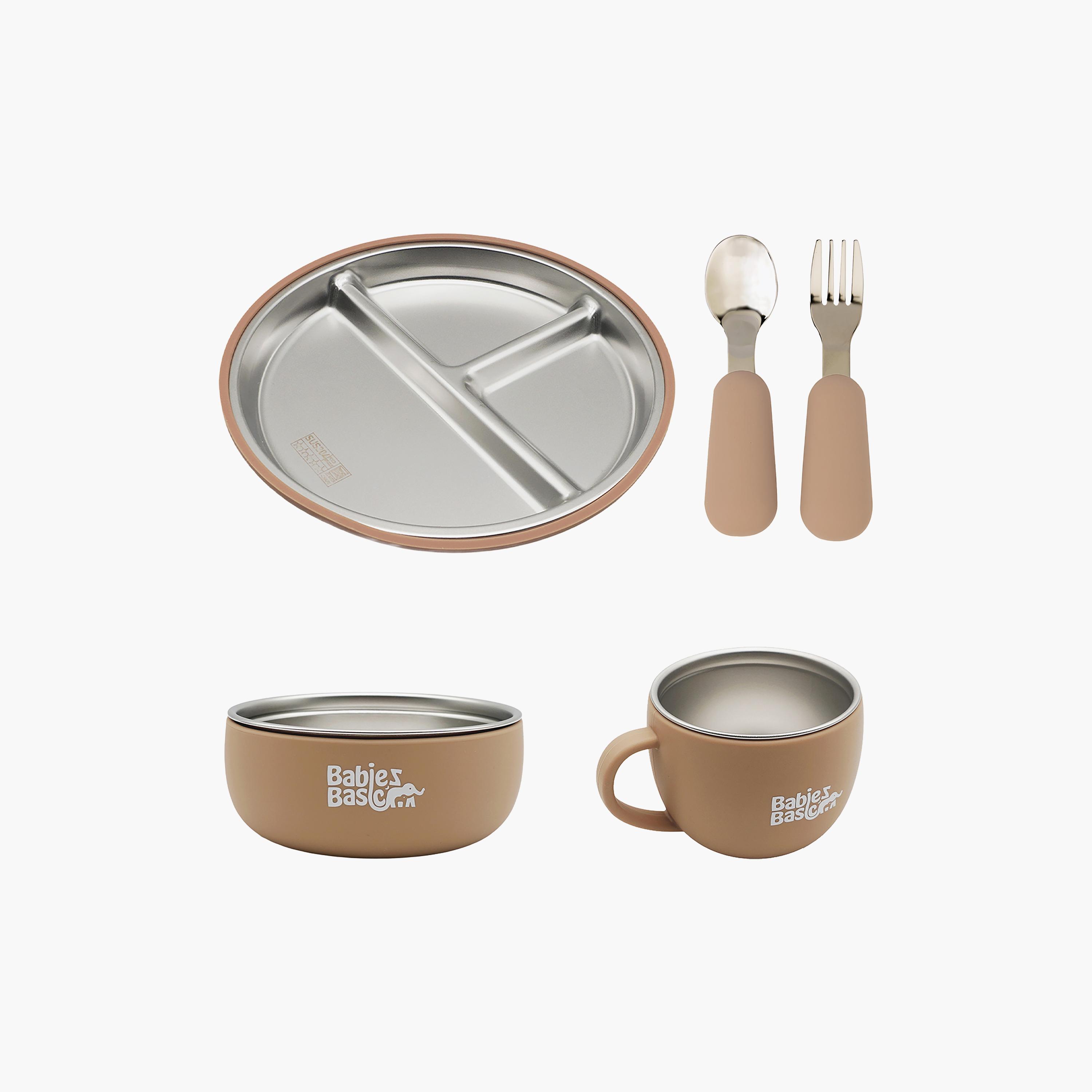 Babies Basic 5-Piece Stainless Steel Feeding Set with Silicone Sleeve-baby-feeding-mealtimeessentials-image-1