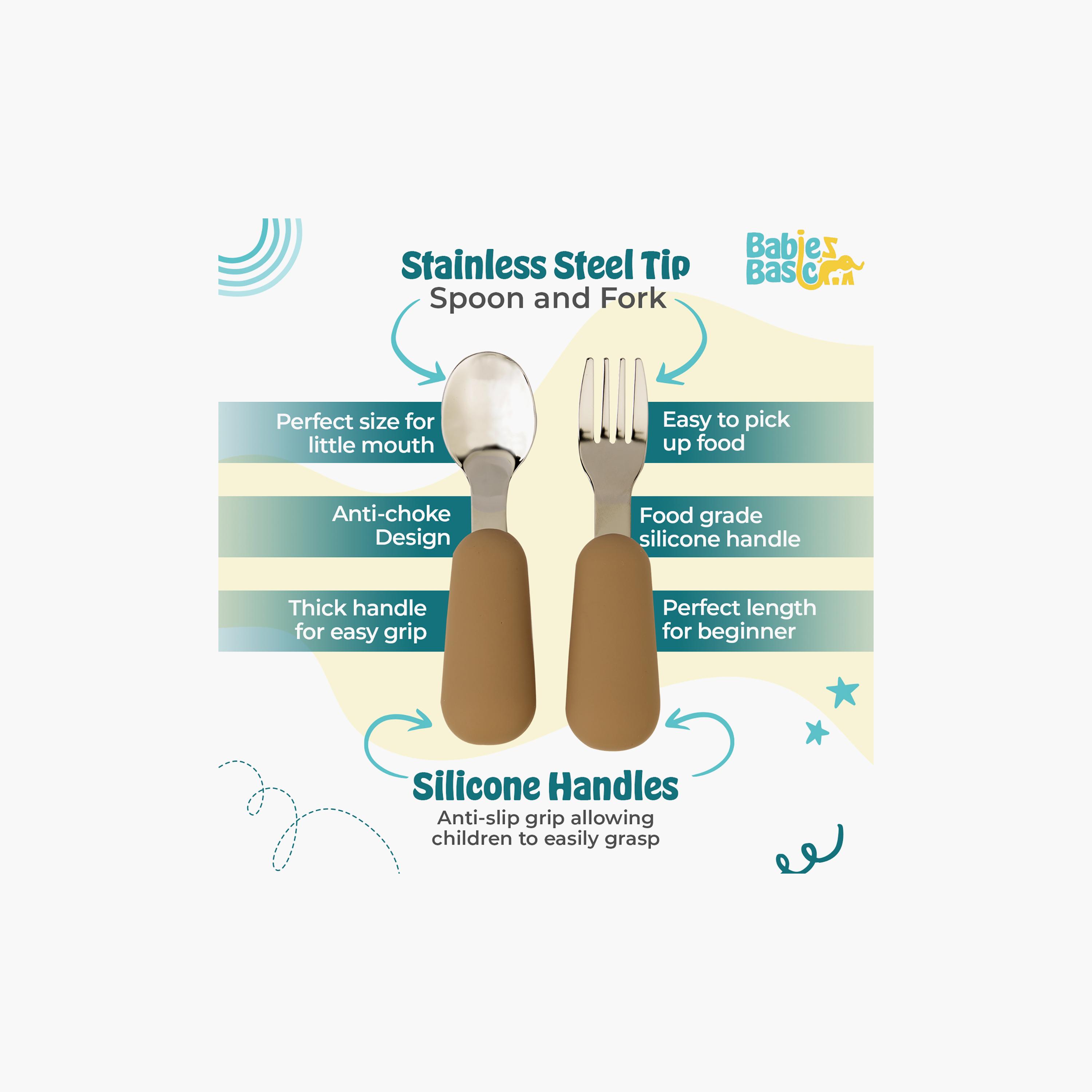 Babies Basic 5-Piece Stainless Steel Feeding Set with Silicone Sleeve-baby-feeding-mealtimeessentials-image-2