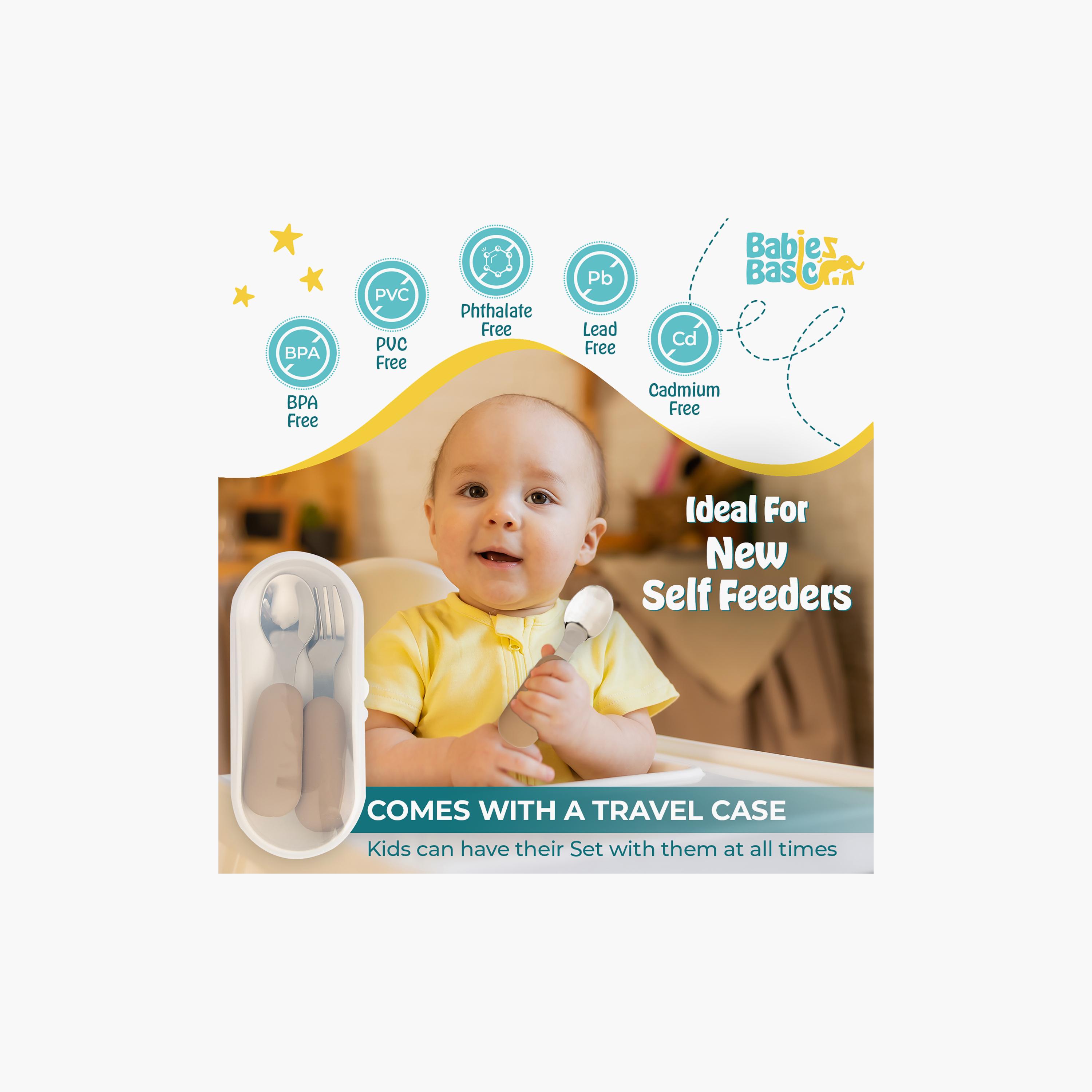 Babies Basic 5-Piece Stainless Steel Feeding Set with Silicone Sleeve-baby-feeding-mealtimeessentials-image-3