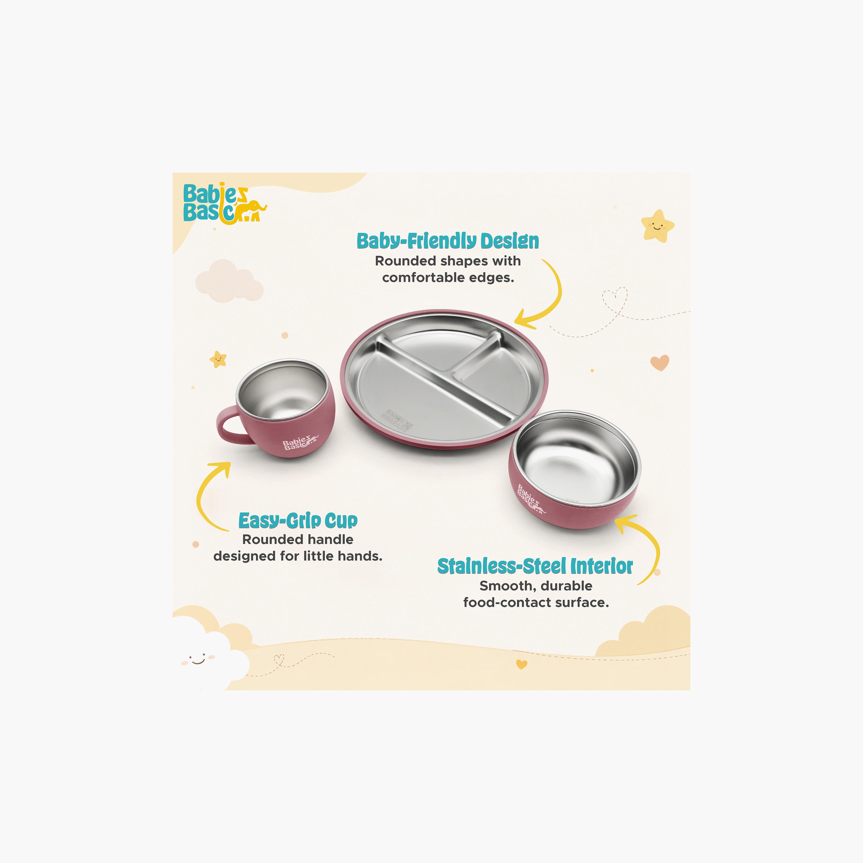 Babies Basic 5-Piece Stainless Steel Feeding Set with Silicone Sleeve-baby-feeding-mealtimeessentials-image-10