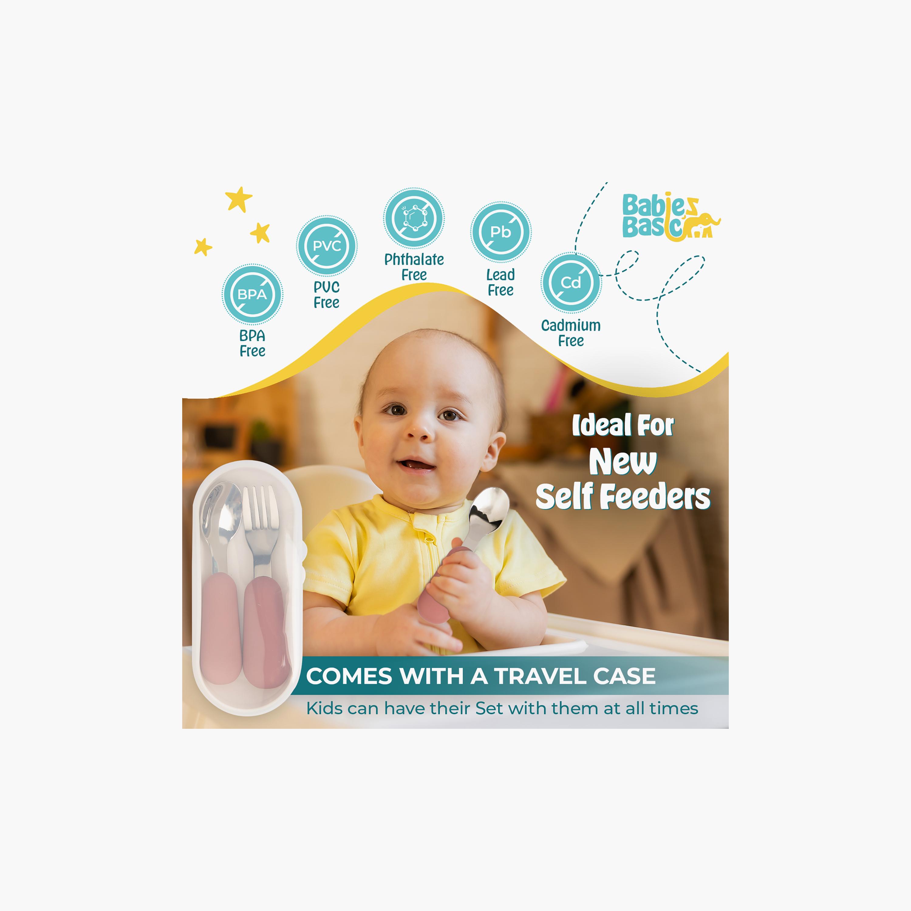 Babies Basic 5-Piece Stainless Steel Feeding Set with Silicone Sleeve-baby-feeding-mealtimeessentials-image-3