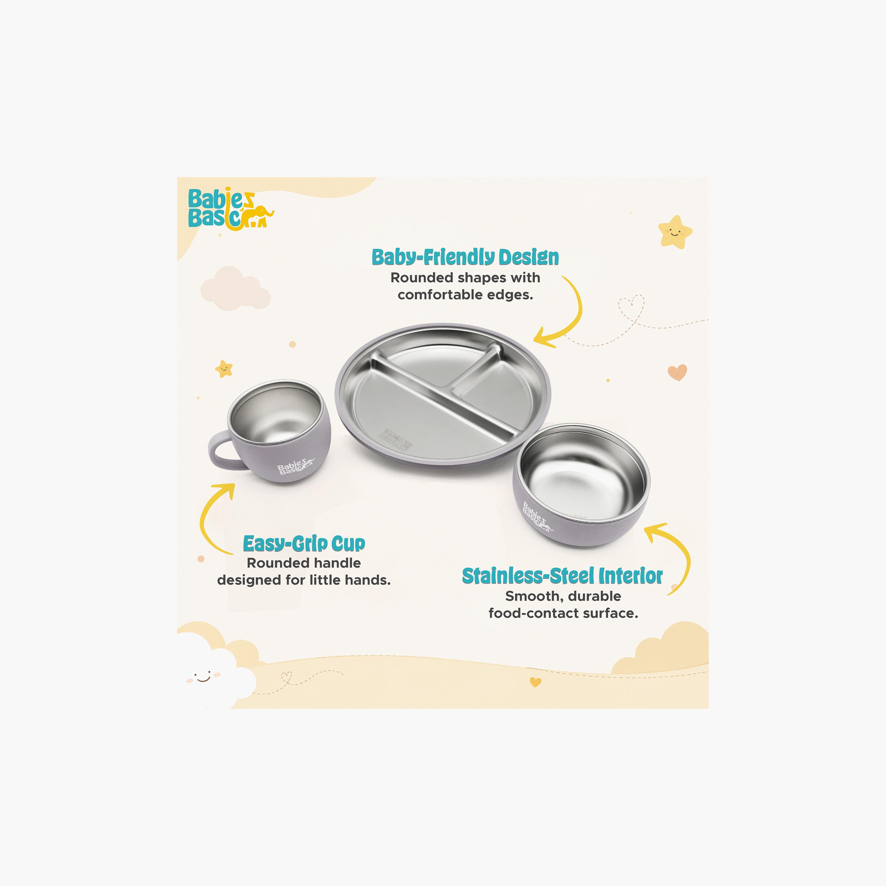 Babies Basic 5-Piece Stainless Steel Feeding Set with Silicone Sleeve-baby-feeding-mealtimeessentials-image-11