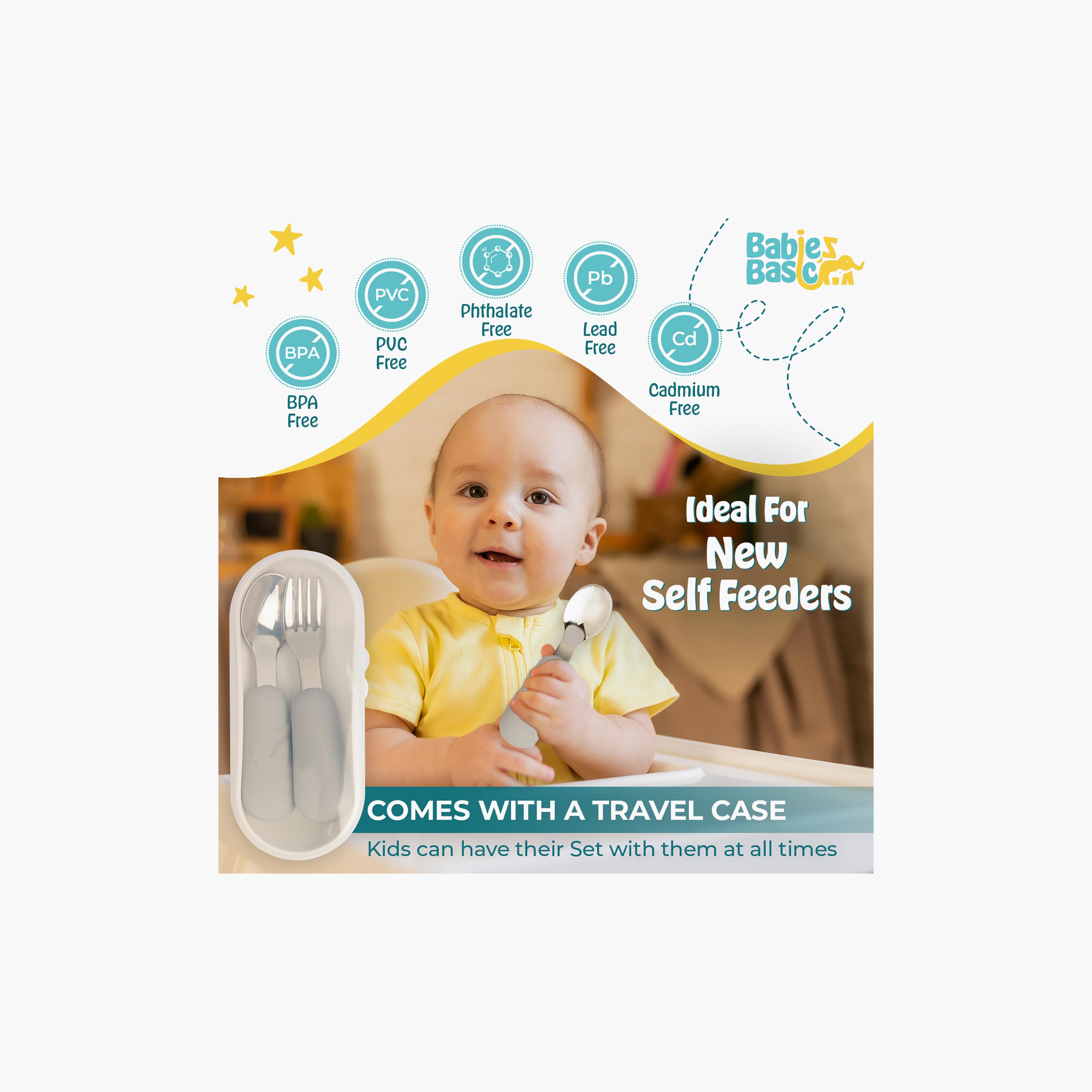 Babies Basic 5-Piece Stainless Steel Feeding Set with Silicone Sleeve-baby-feeding-mealtimeessentials-image-4