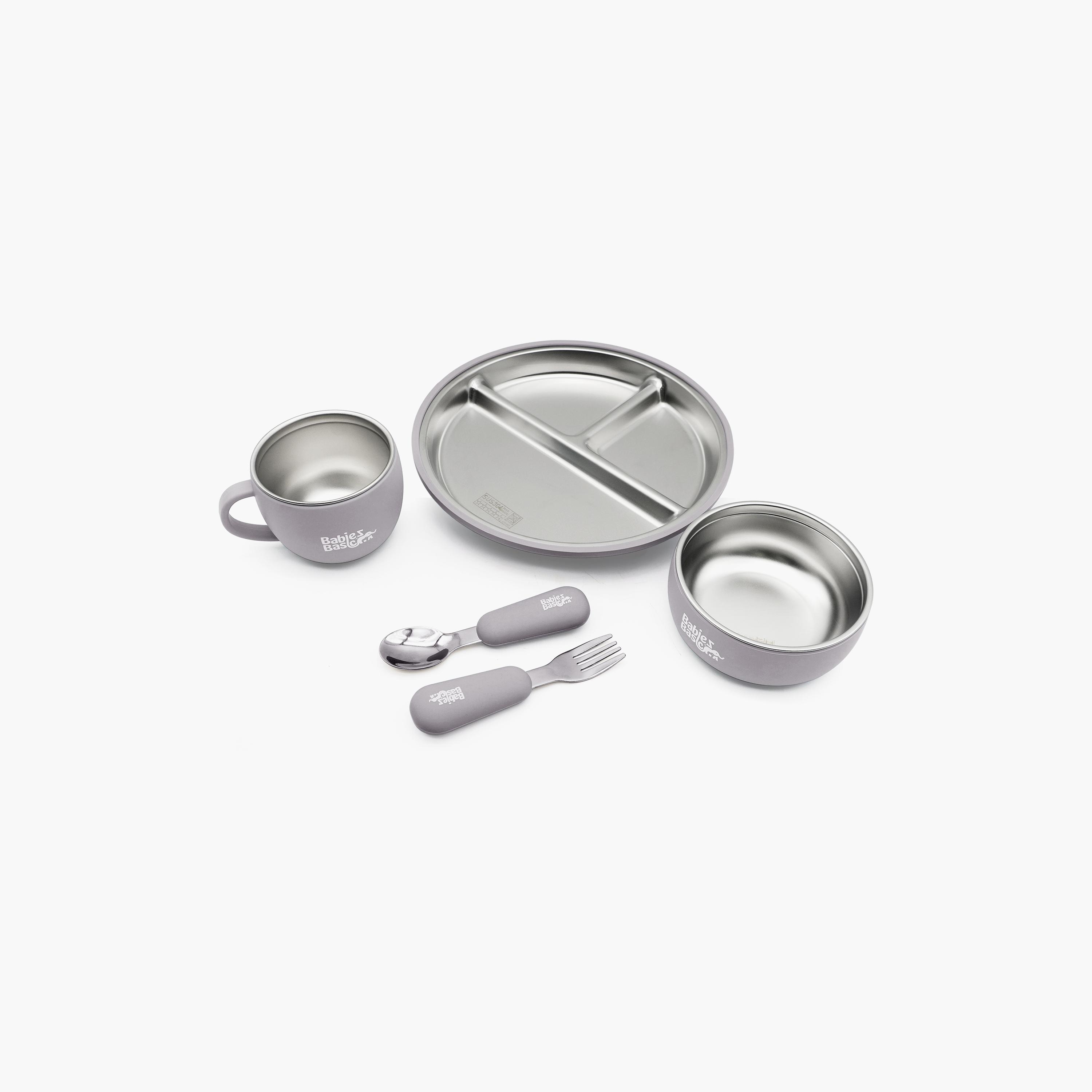 Babies Basic 5-Piece Stainless Steel Feeding Set with Silicone Sleeve-baby-feeding-mealtimeessentials-image-9