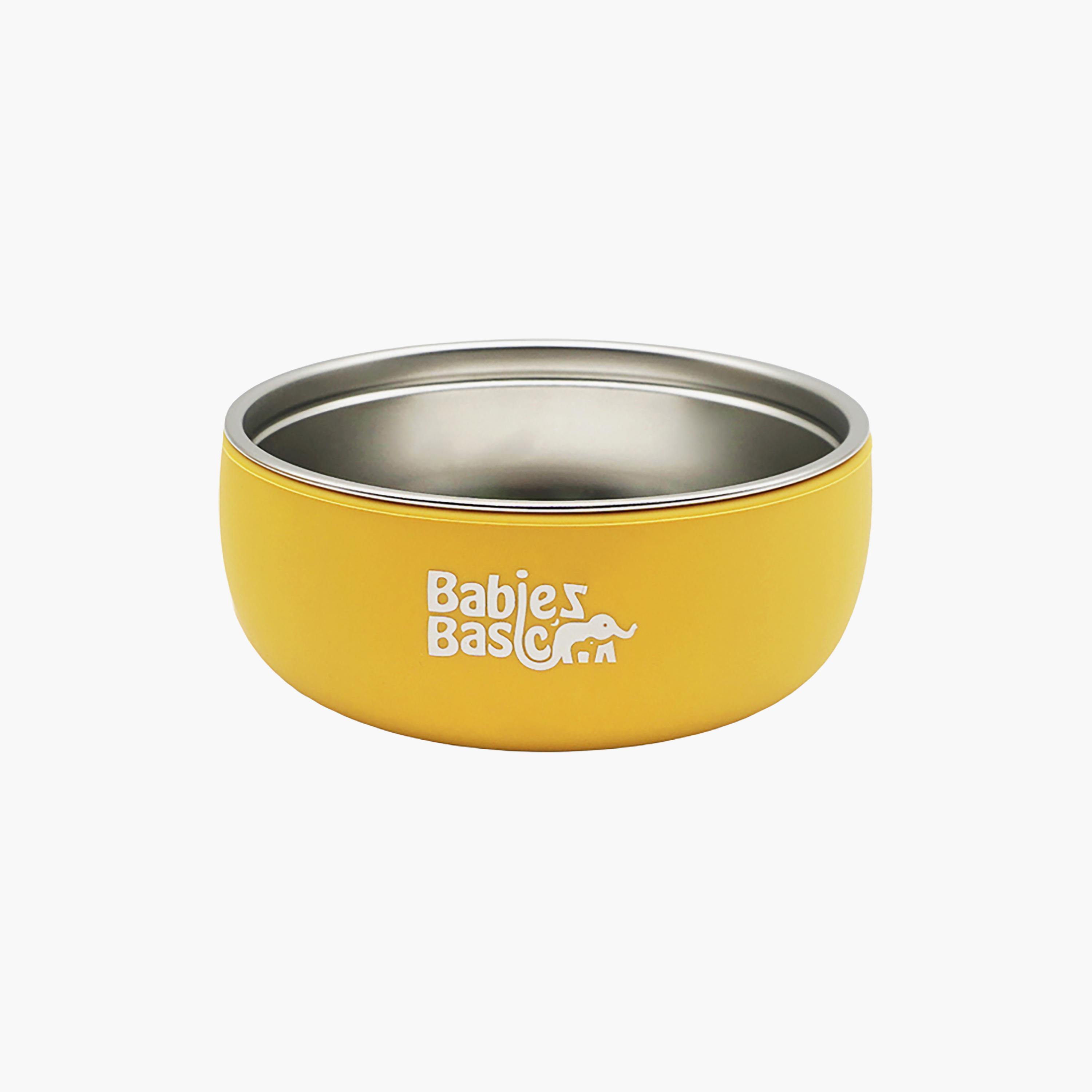 طقم إطعام ستانلس ستيل مع غلاف سيليكون 5 قطع من بيبيز بيزك-baby-feeding-mealtimeessentials-image-5