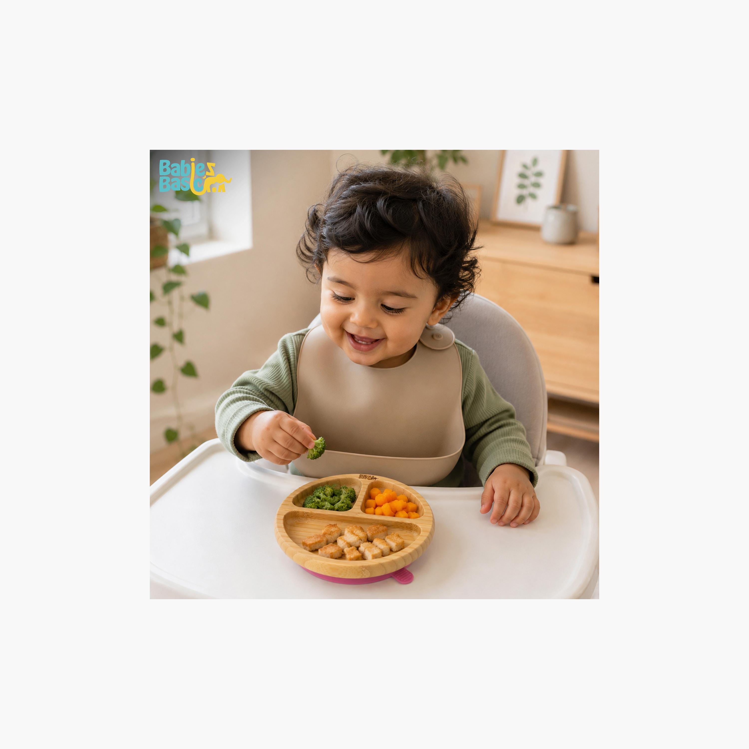 Babies Basic Bamboo Plate with Silicone Suction Sleeve-baby-feeding-mealtimeessentials-image-4