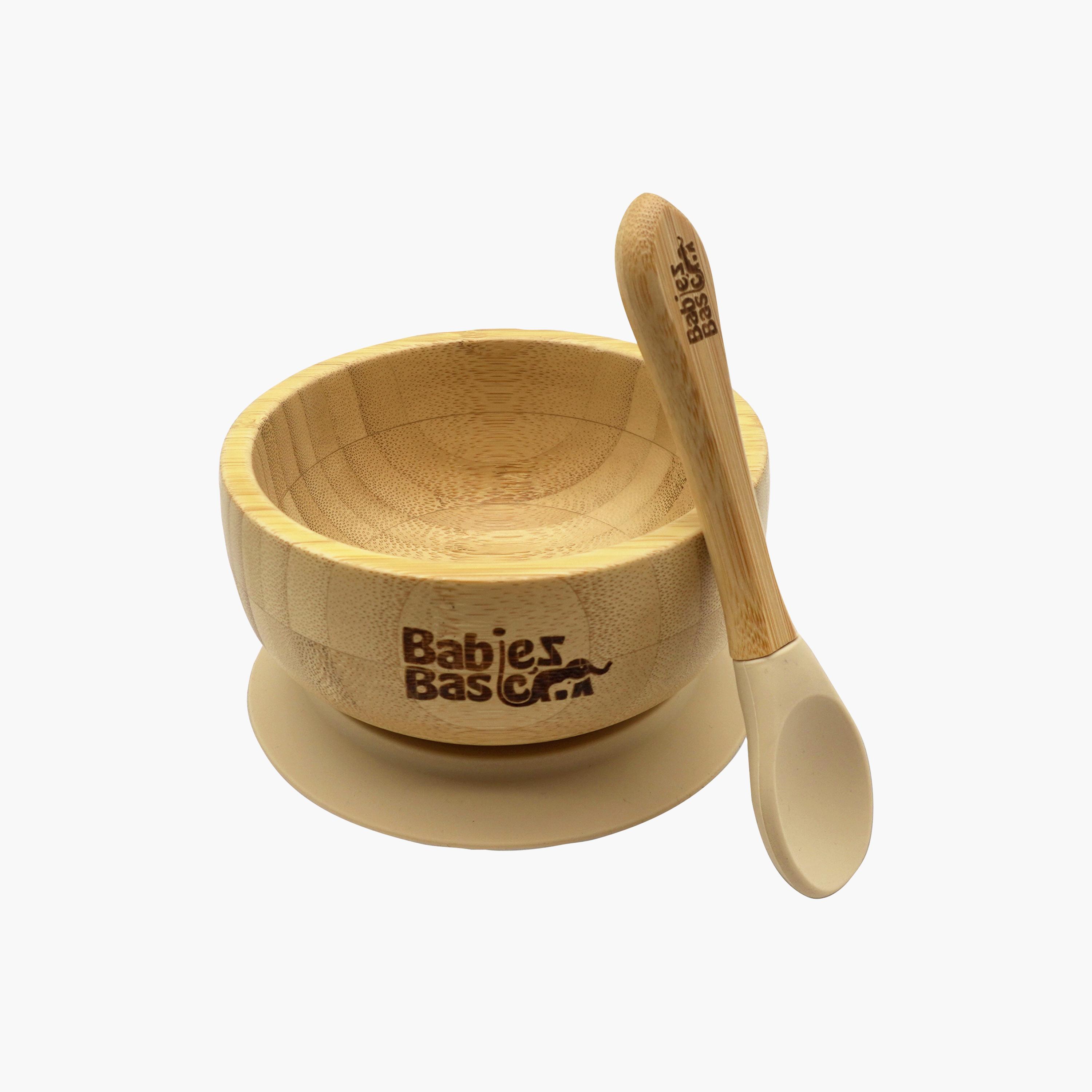Babies Basic 2-Piece Bamboo Bowl with Suction and Silicone Spoon-baby-feeding-mealtimeessentials-image-1