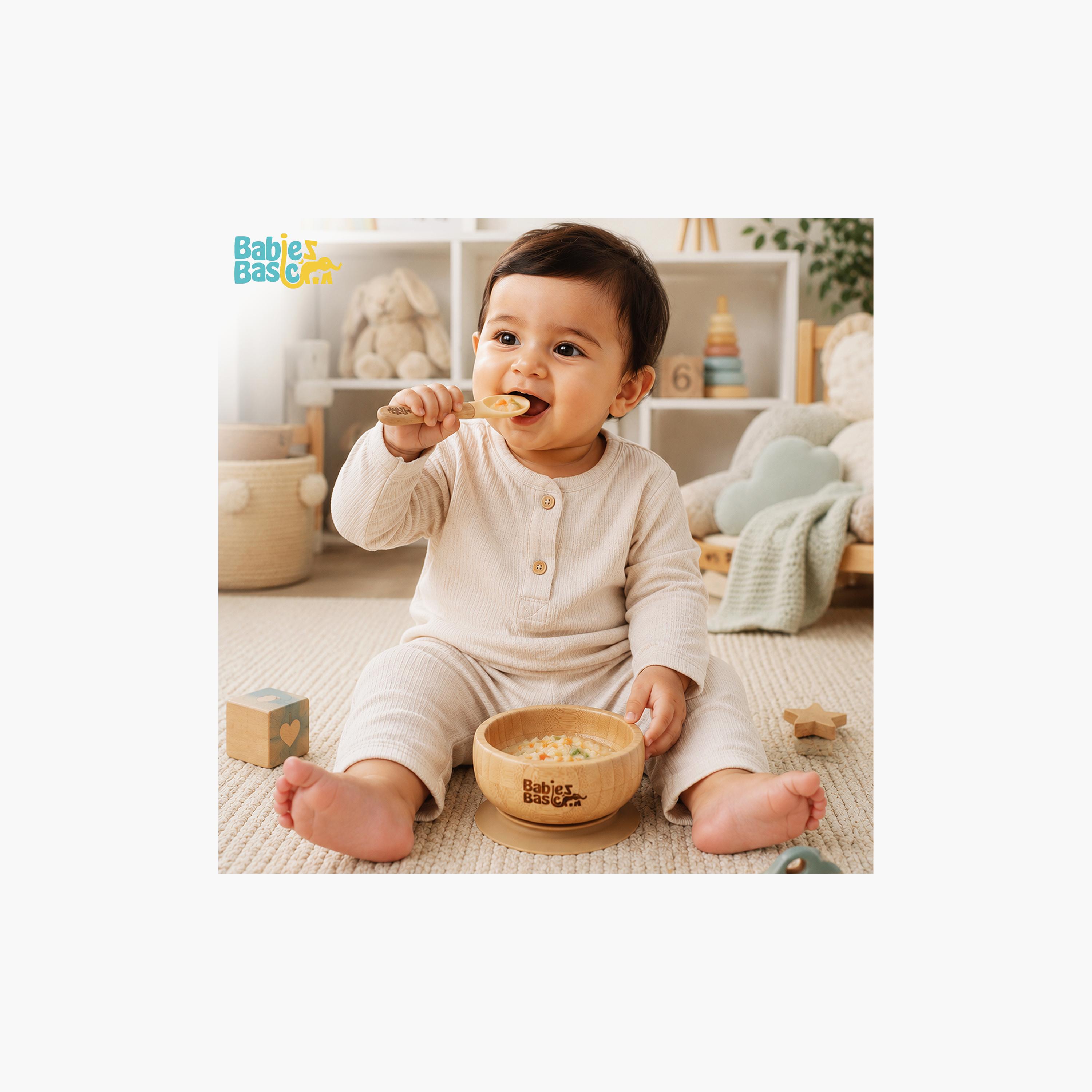 Babies Basic 2-Piece Bamboo Bowl with Suction and Silicone Spoon-baby-feeding-mealtimeessentials-image-3