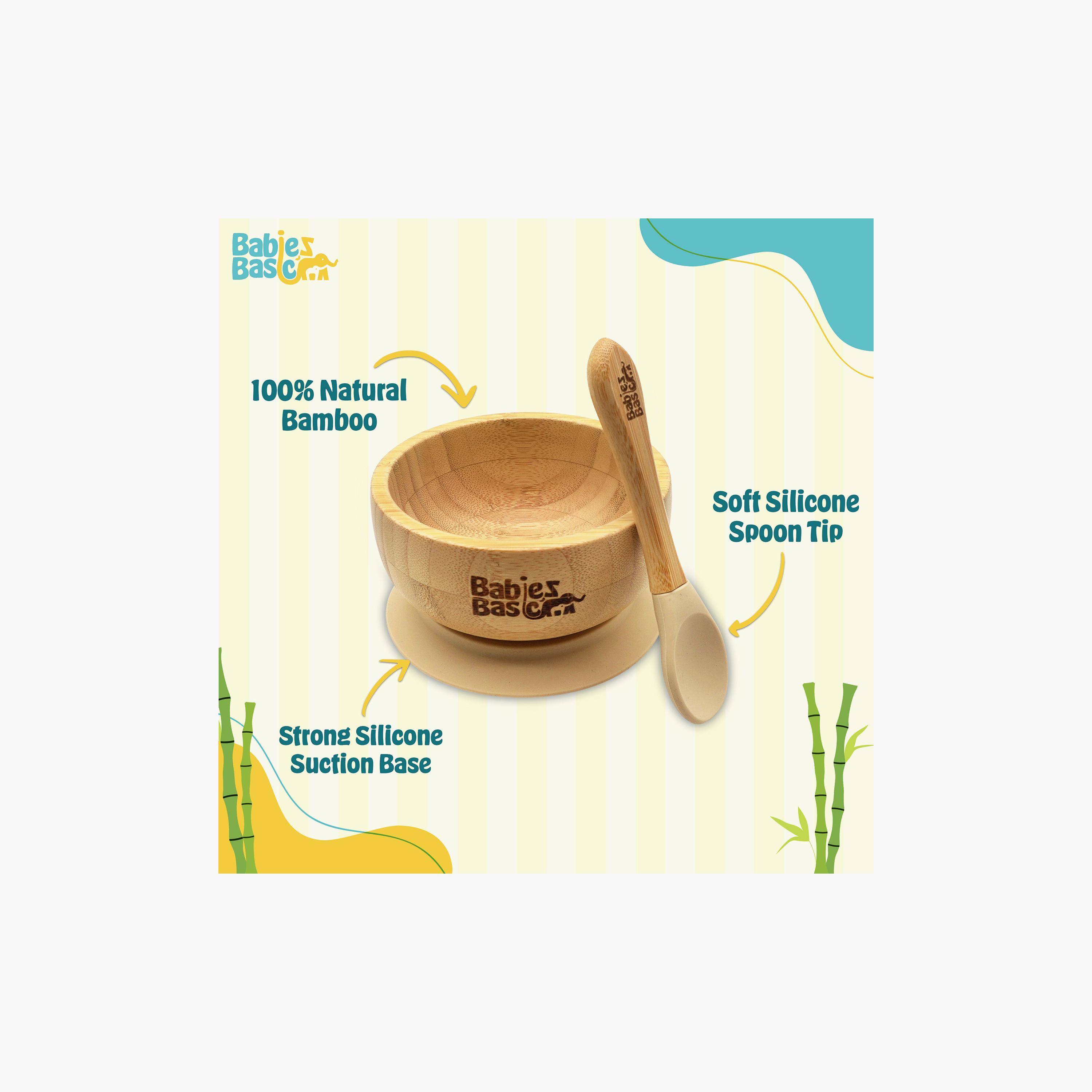 Babies Basic 2-Piece Bamboo Bowl with Suction and Silicone Spoon-baby-feeding-mealtimeessentials-image-4