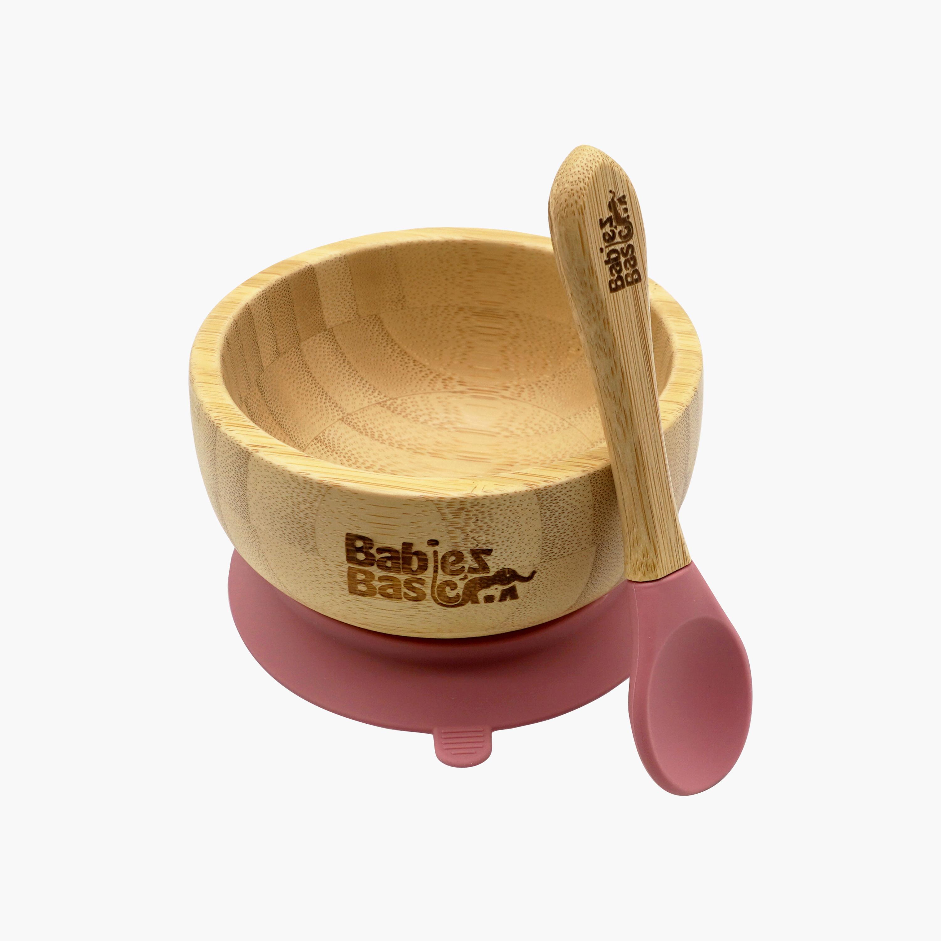Babies Basic 2-Piece Bamboo Bowl with Suction and Silicone Spoon-baby-feeding-mealtimeessentials-image-1