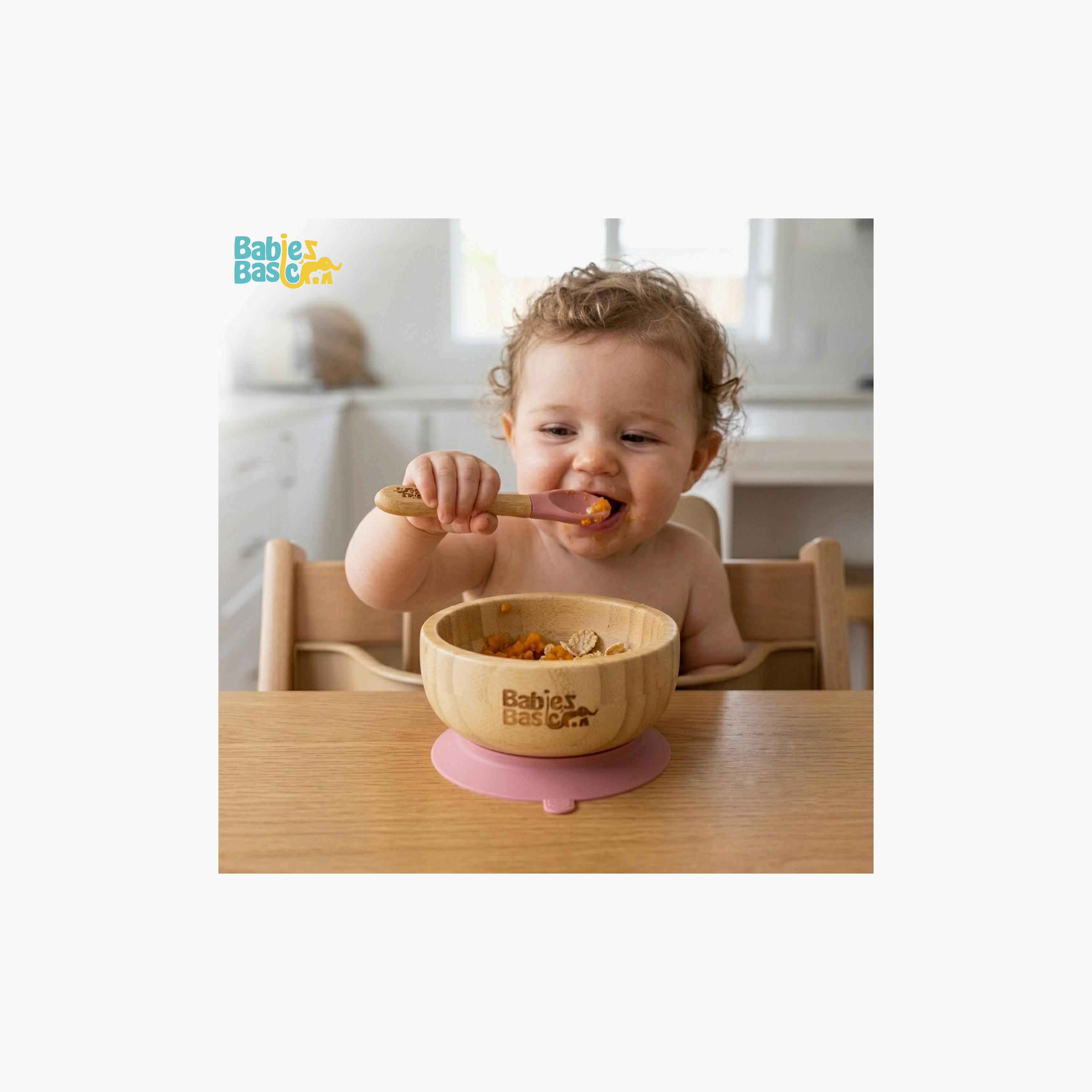 Babies Basic 2-Piece Bamboo Bowl with Suction and Silicone Spoon-baby-feeding-mealtimeessentials-image-2