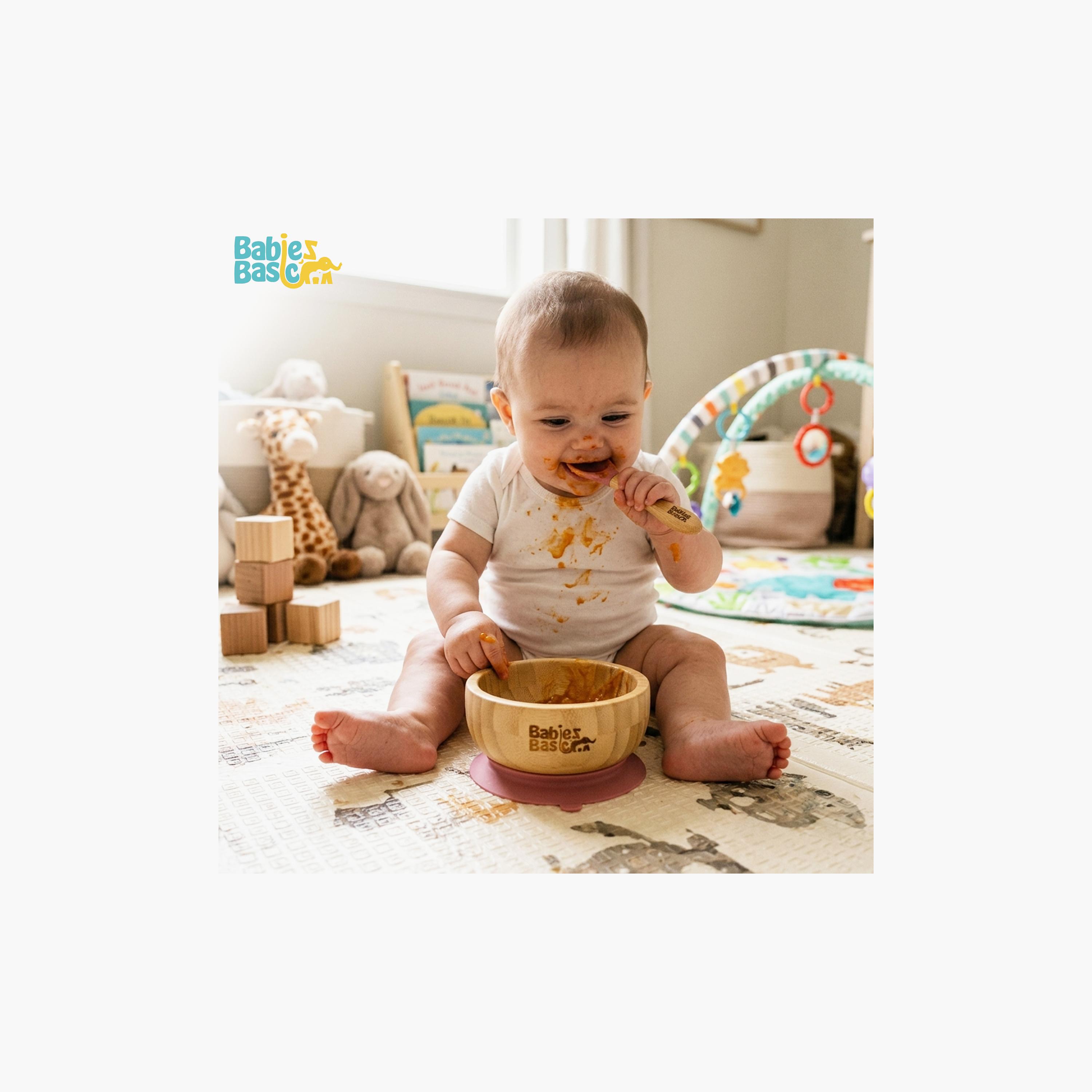 Babies Basic 2-Piece Bamboo Bowl with Suction and Silicone Spoon-baby-feeding-mealtimeessentials-image-3