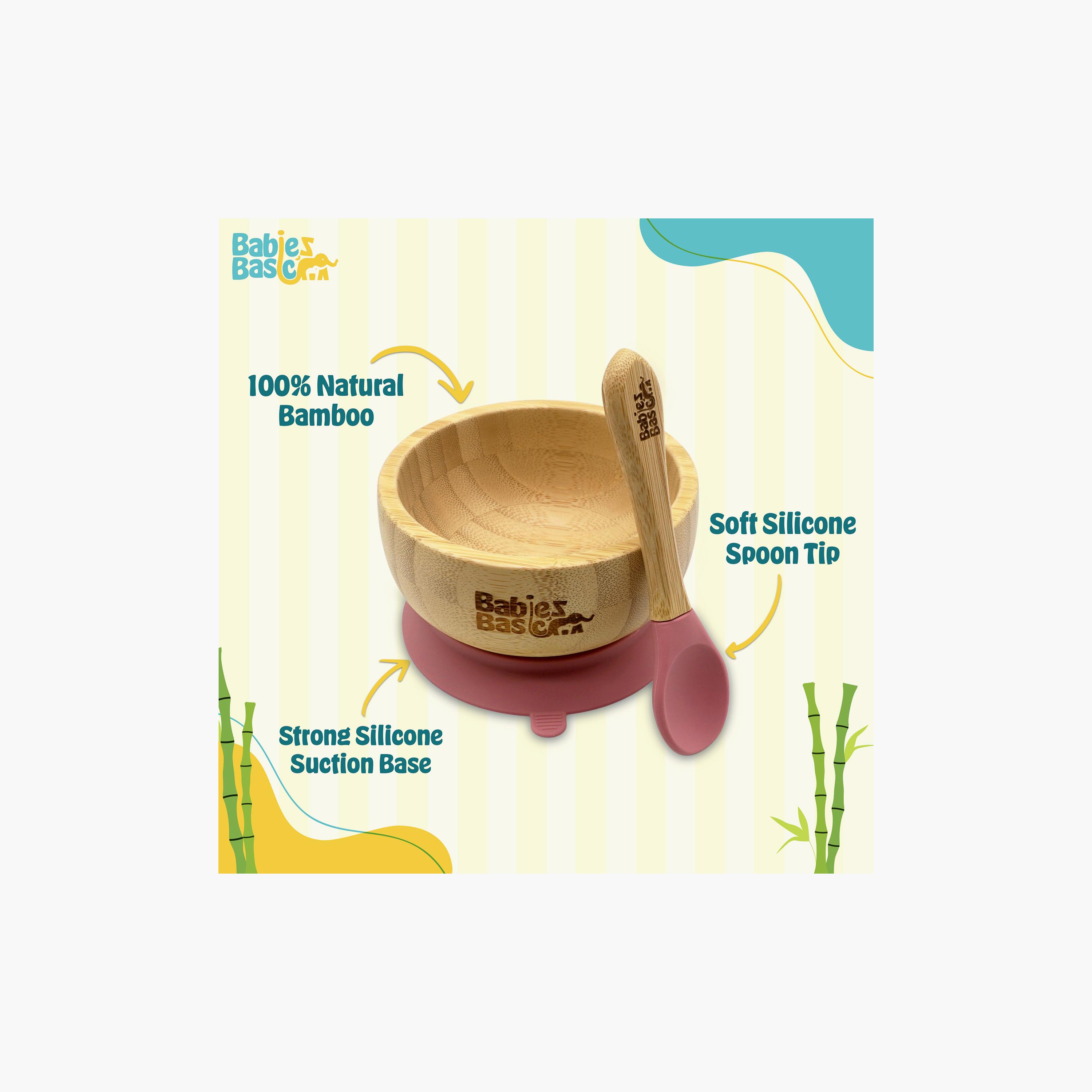 Babies Basic 2-Piece Bamboo Bowl with Suction and Silicone Spoon-baby-feeding-mealtimeessentials-image-4