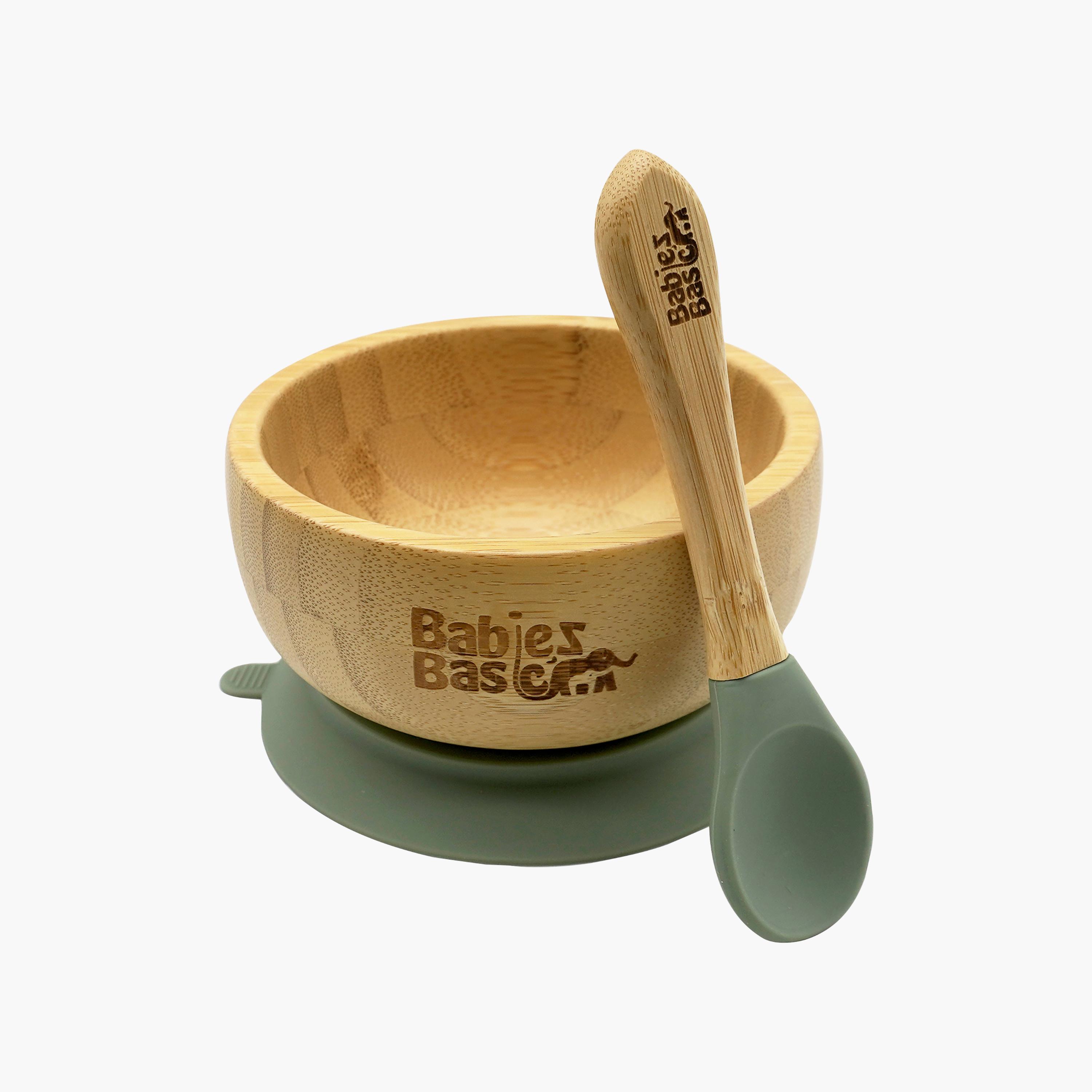Babies Basic 2-Piece Bamboo Bowl with Suction and Silicone Spoon-baby-feeding-mealtimeessentials-image-1