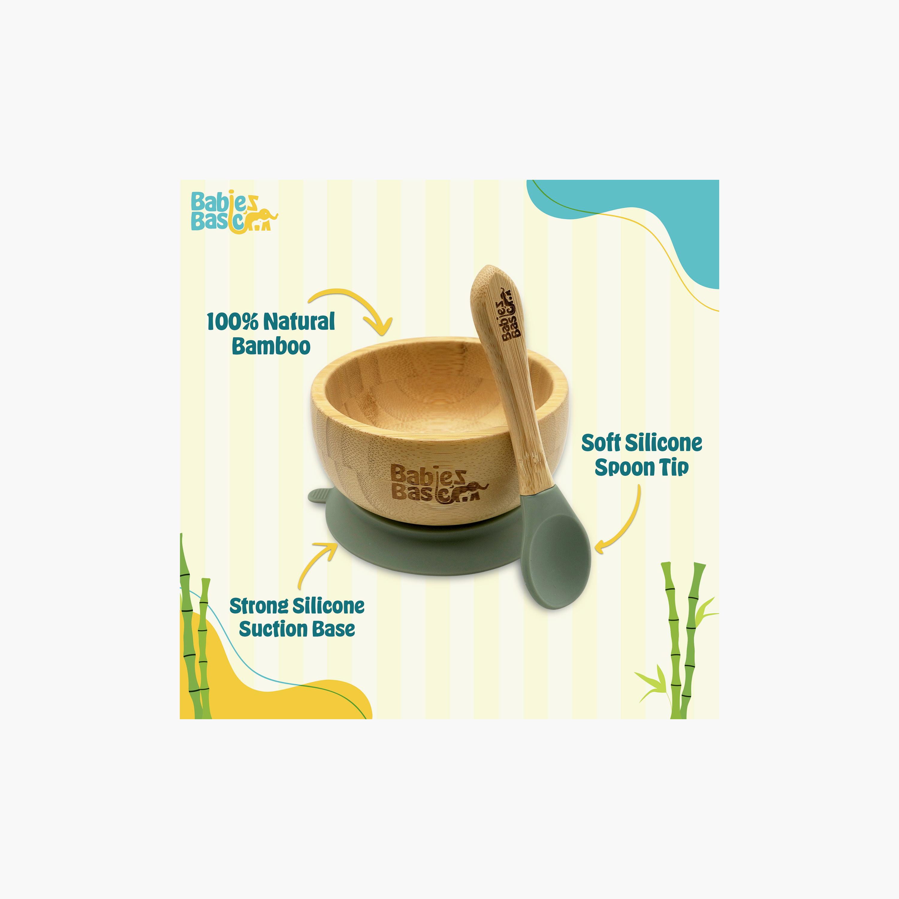 Babies Basic 2-Piece Bamboo Bowl with Suction and Silicone Spoon-baby-feeding-mealtimeessentials-image-4