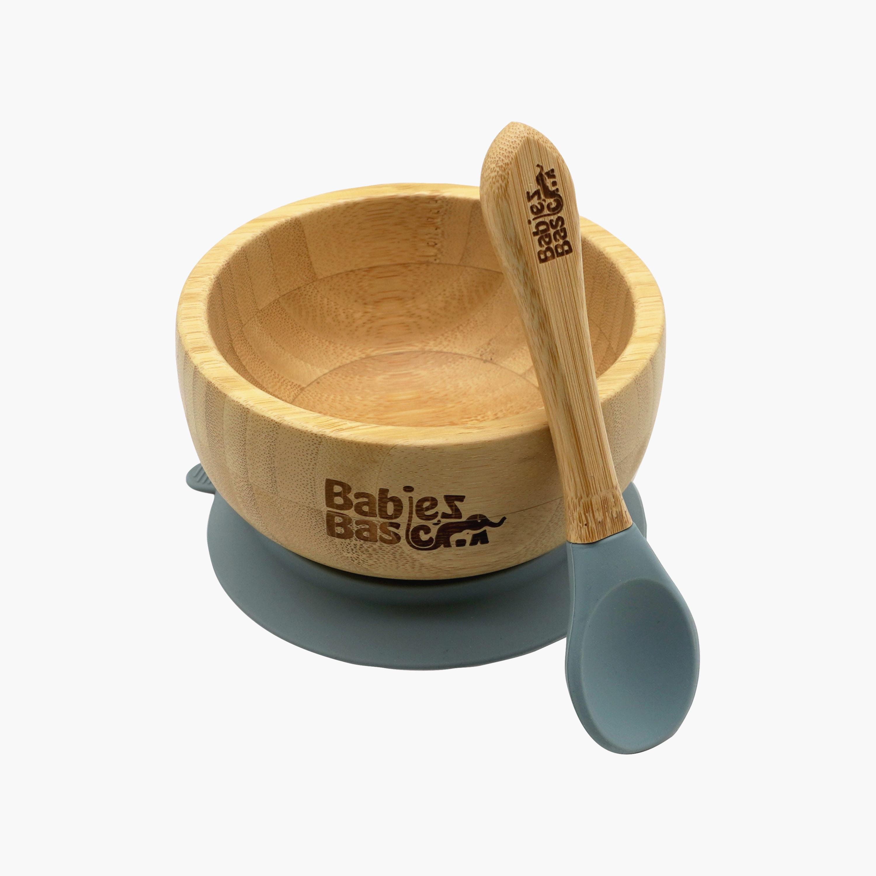 Babies Basic 2-Piece Bamboo Bowl with Suction and Silicone Spoon-baby-feeding-mealtimeessentials-image-1