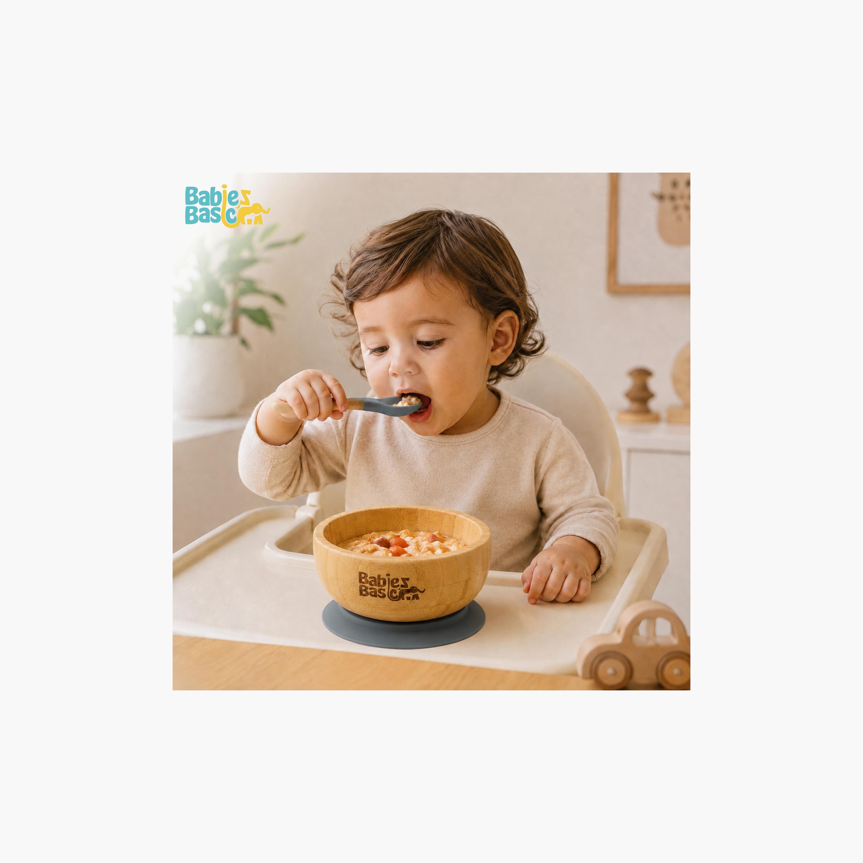 Babies Basic 2-Piece Bamboo Bowl with Suction and Silicone Spoon-baby-feeding-mealtimeessentials-image-3