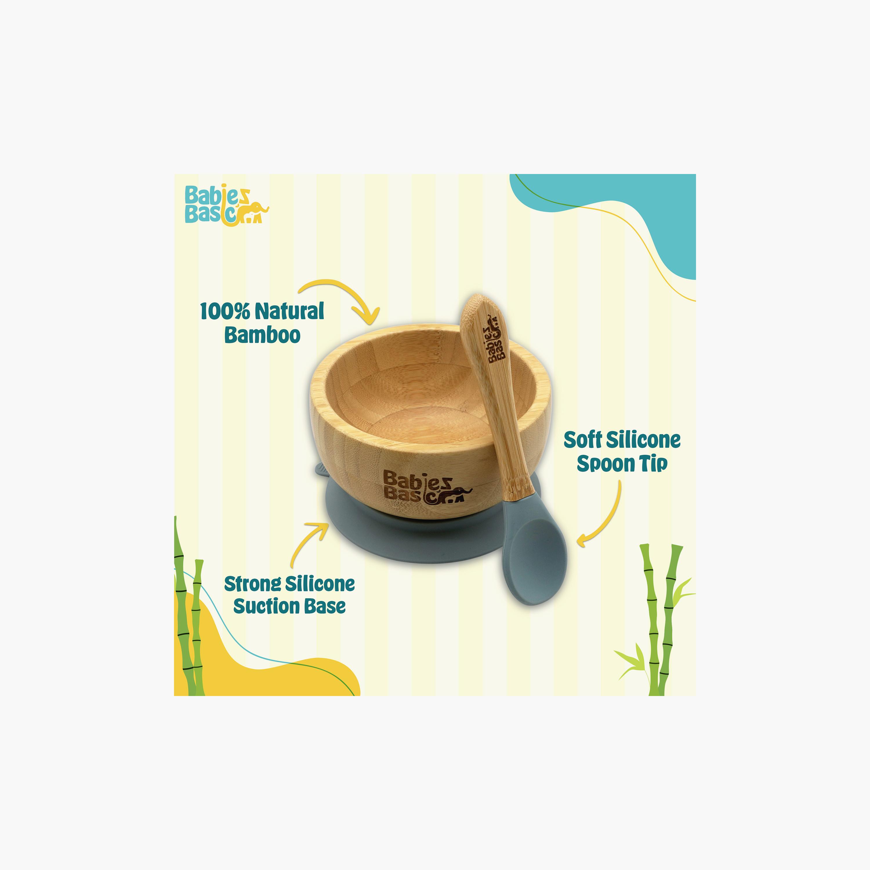 Babies Basic 2-Piece Bamboo Bowl with Suction and Silicone Spoon-baby-feeding-mealtimeessentials-image-4
