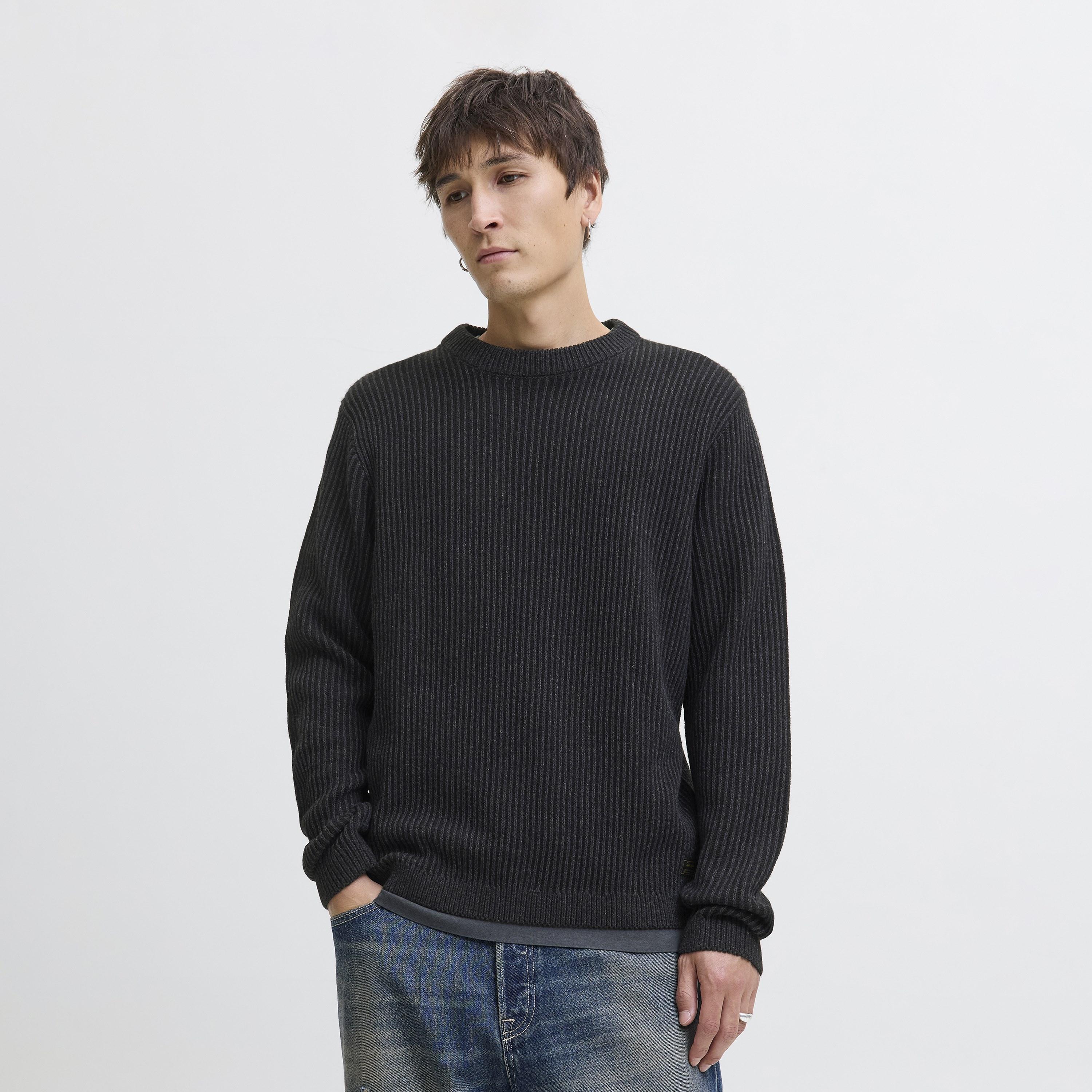 Jack & Jones Ribbed Crew Neck Long Sleeves Men's Pullover-men-clothing-sweatersandpullovers-image-1