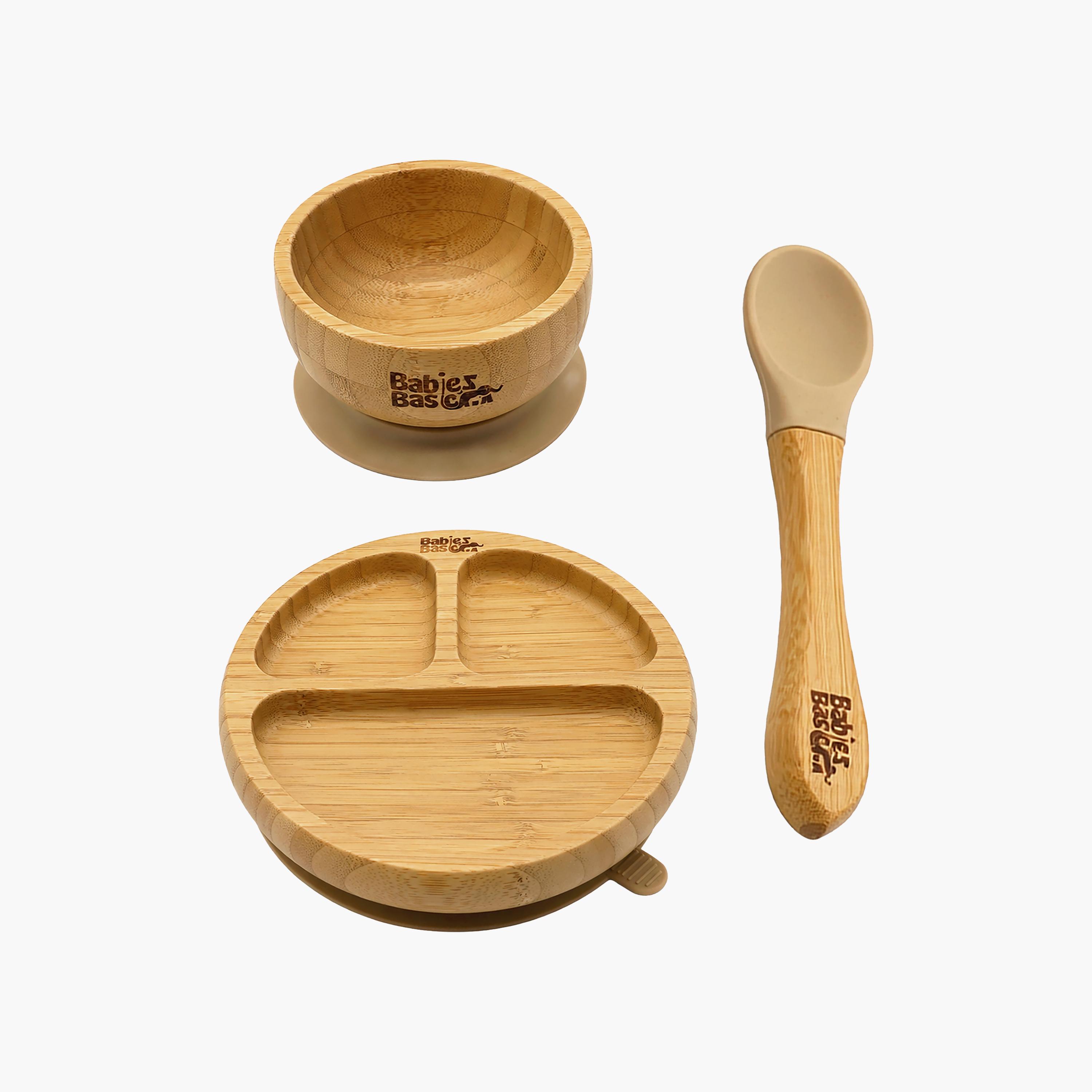 Babies Basic 3-Piece Bamboo Plate with Bowl & Spoon-baby-feeding-mealtimeessentials-image-1