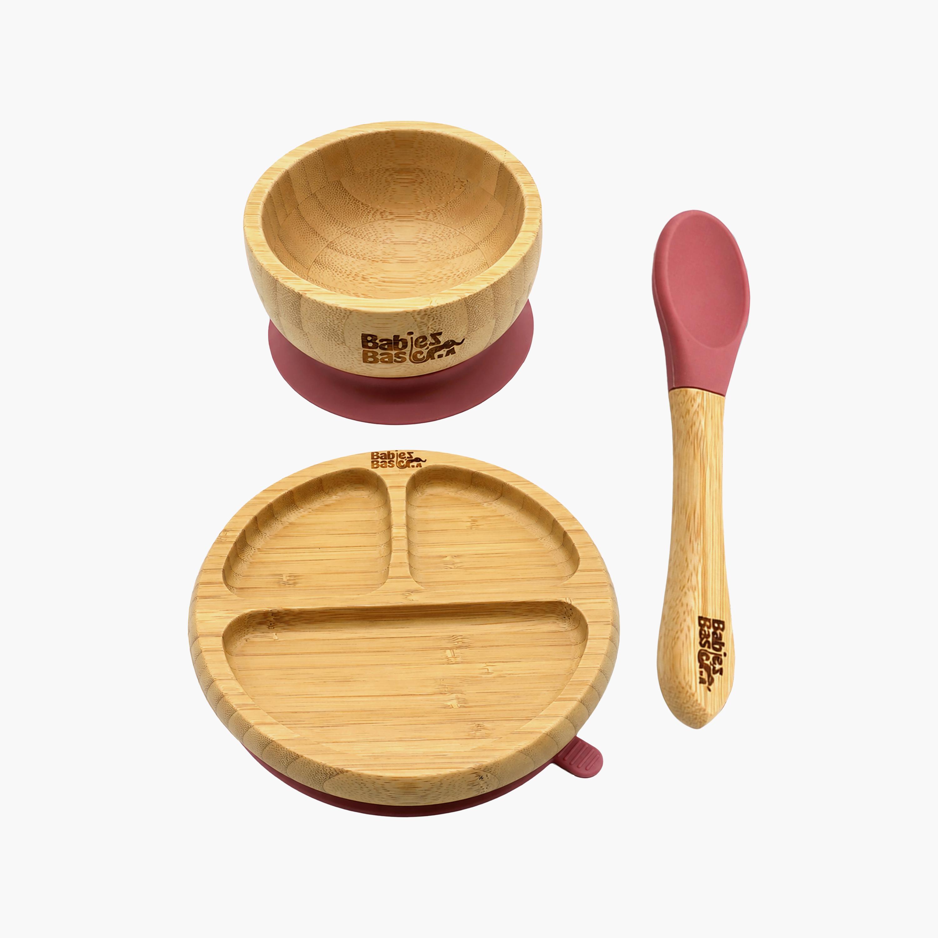 Babies Basic 3-Piece Bamboo Plate with Bowl & Spoon-baby-feeding-mealtimeessentials-image-1
