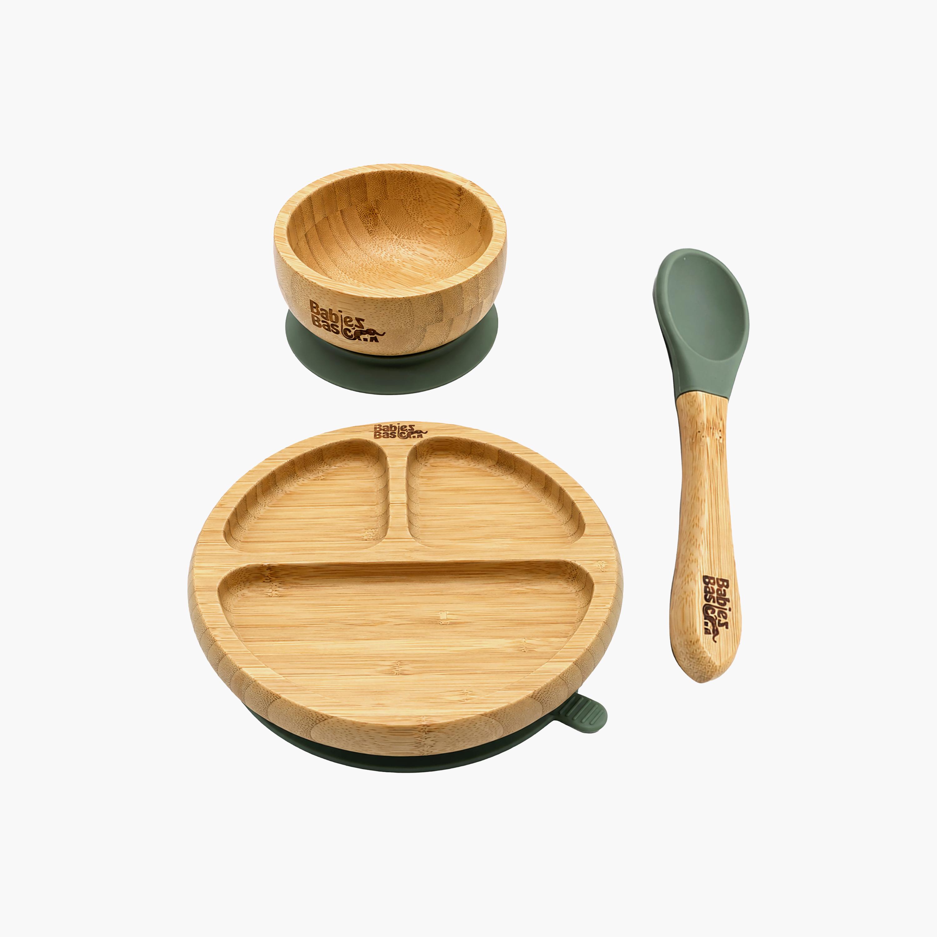 Babies Basic 3-Piece Bamboo Plate with Bowl & Spoon-baby-feeding-mealtimeessentials-image-1