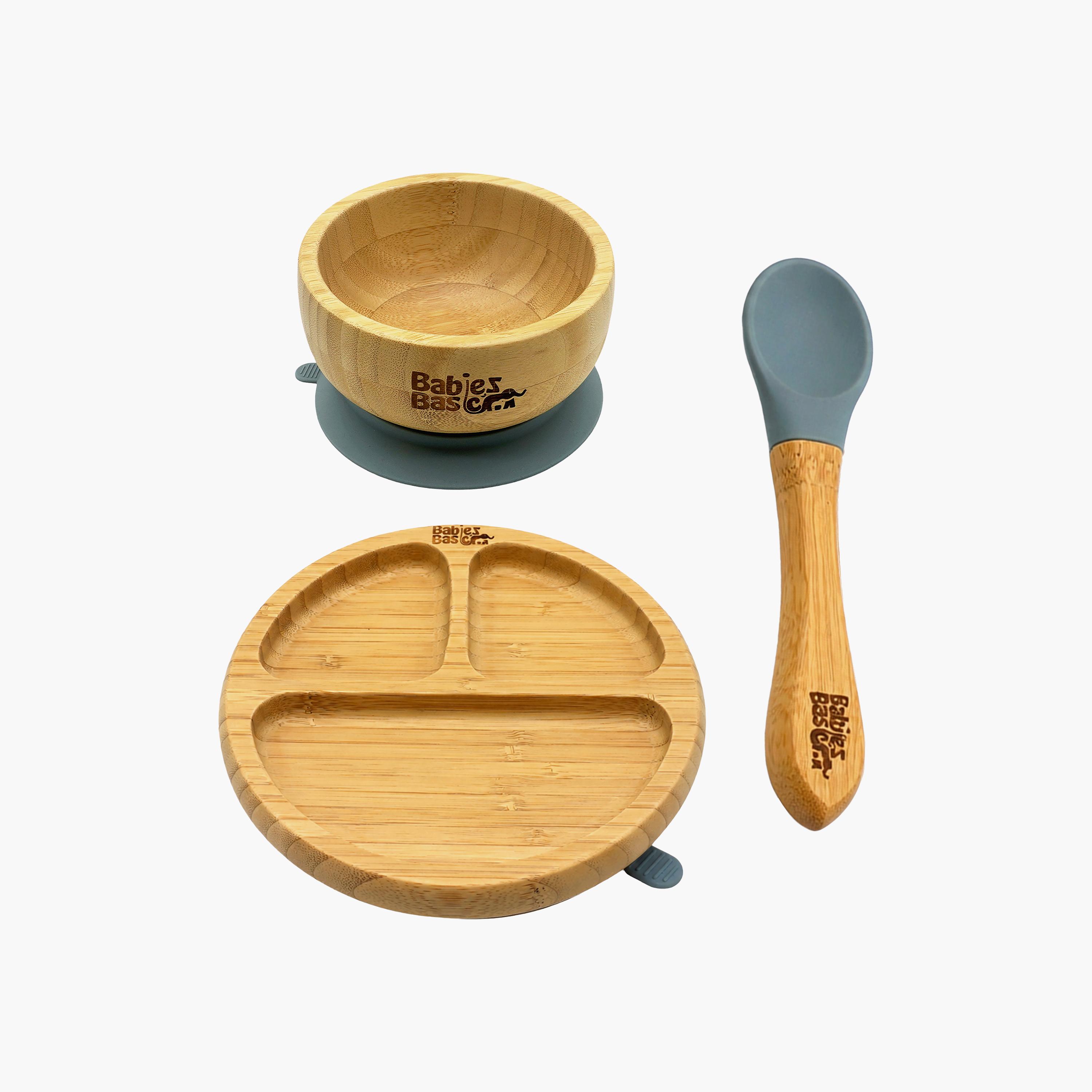 Babies Basic 3-Piece Bamboo Plate with Bowl & Spoon-baby-feeding-mealtimeessentials-image-1