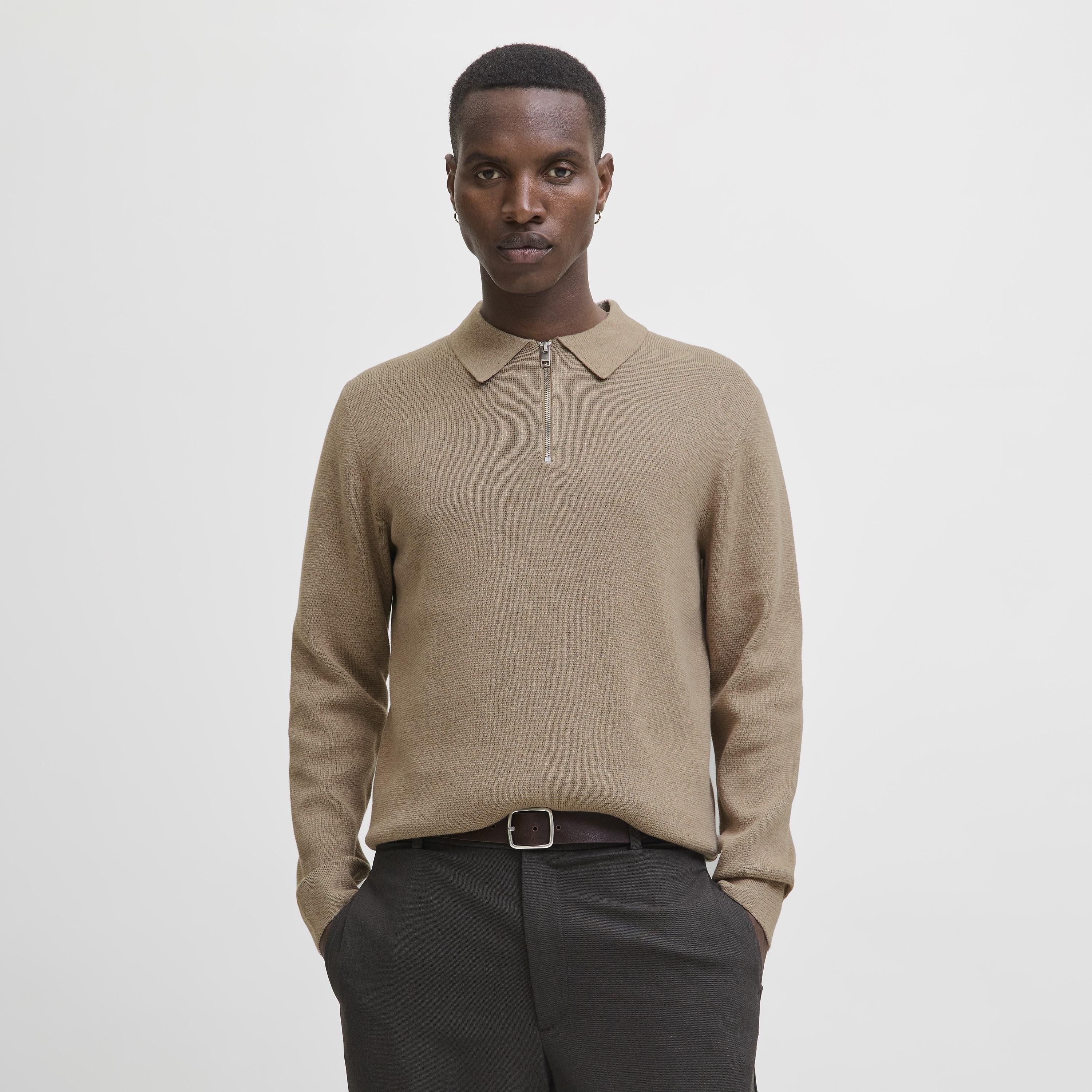 تيشيرت بولو رجالي محبوك بياقة بولو وأكمام طويلة من جاك آند جونز-men-clothing-tshirtsandpolos-polos-image-1