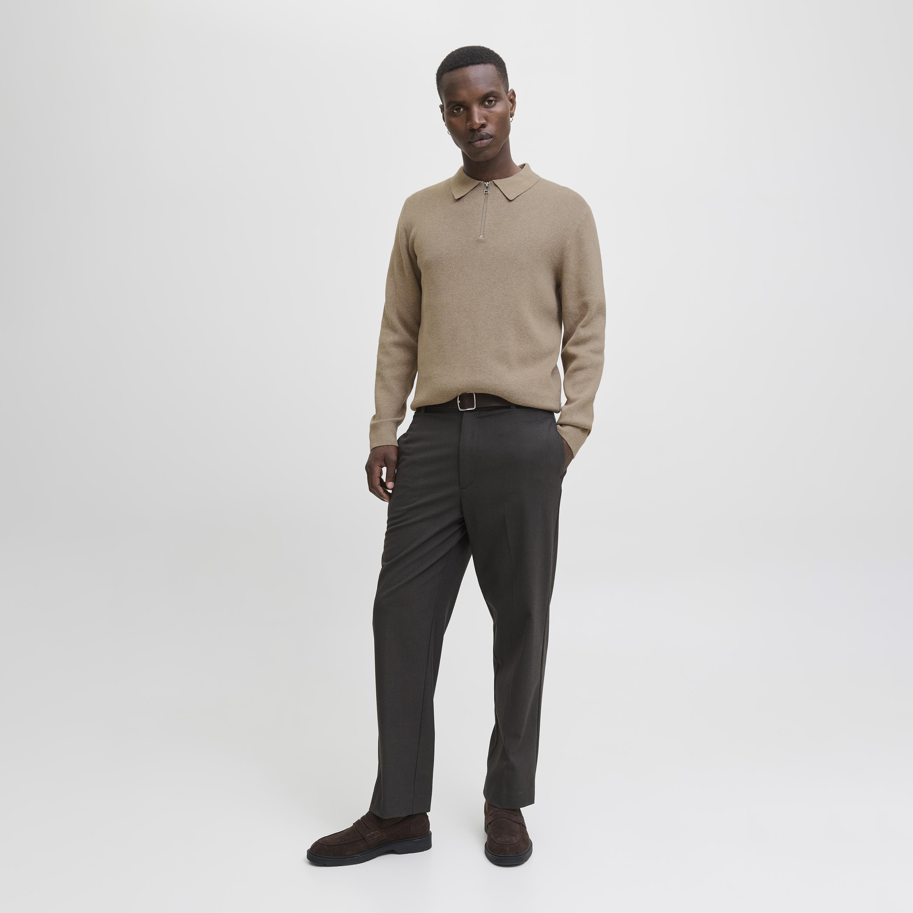 تيشيرت بولو رجالي محبوك بياقة بولو وأكمام طويلة من جاك آند جونز-men-clothing-tshirtsandpolos-polos-image-2
