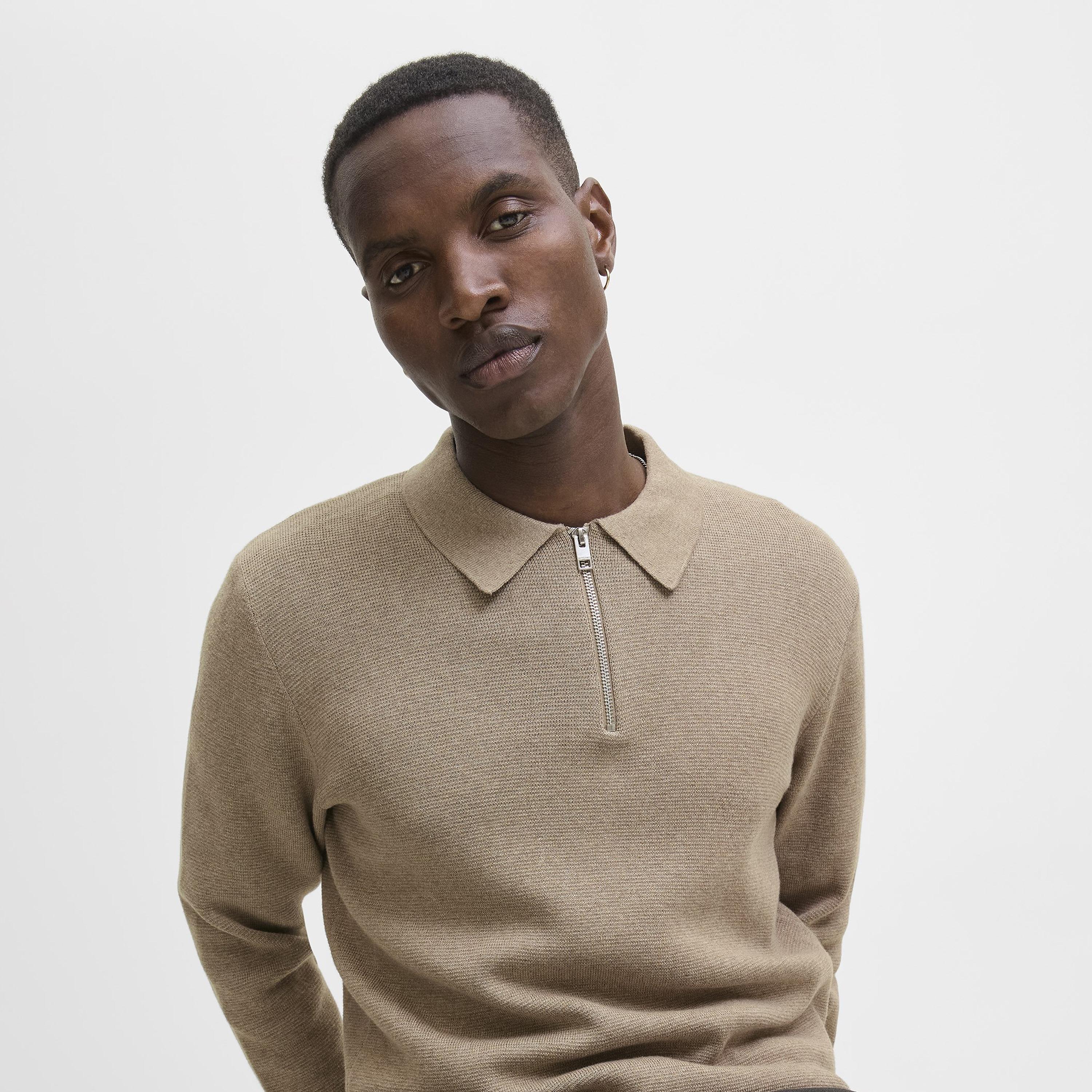 تيشيرت بولو رجالي محبوك بياقة بولو وأكمام طويلة من جاك آند جونز-men-clothing-tshirtsandpolos-polos-image-3