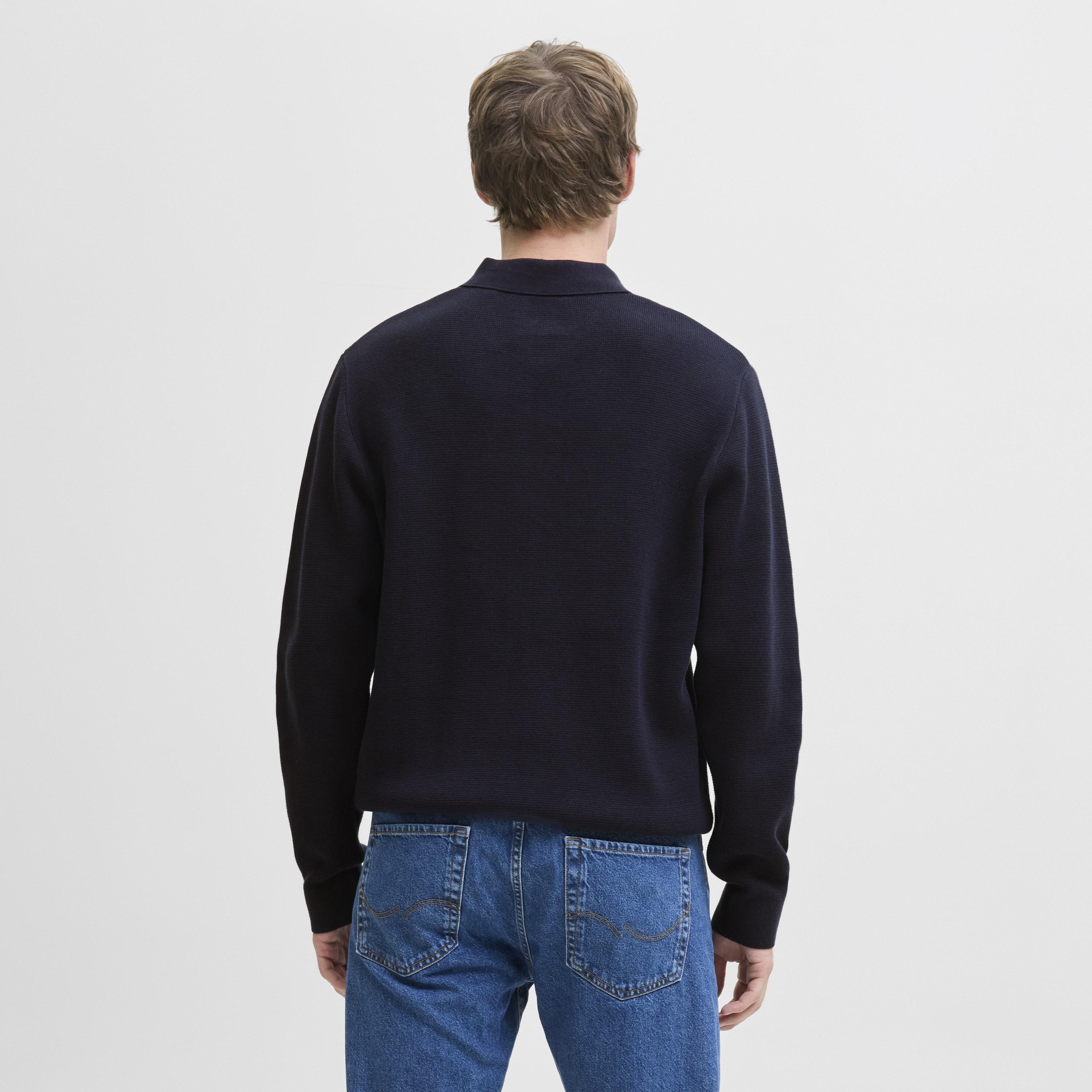 تيشيرت بولو رجالي محبوك بياقة بولو وأكمام طويلة من جاك آند جونز-men-clothing-tshirtsandpolos-polos-image-4