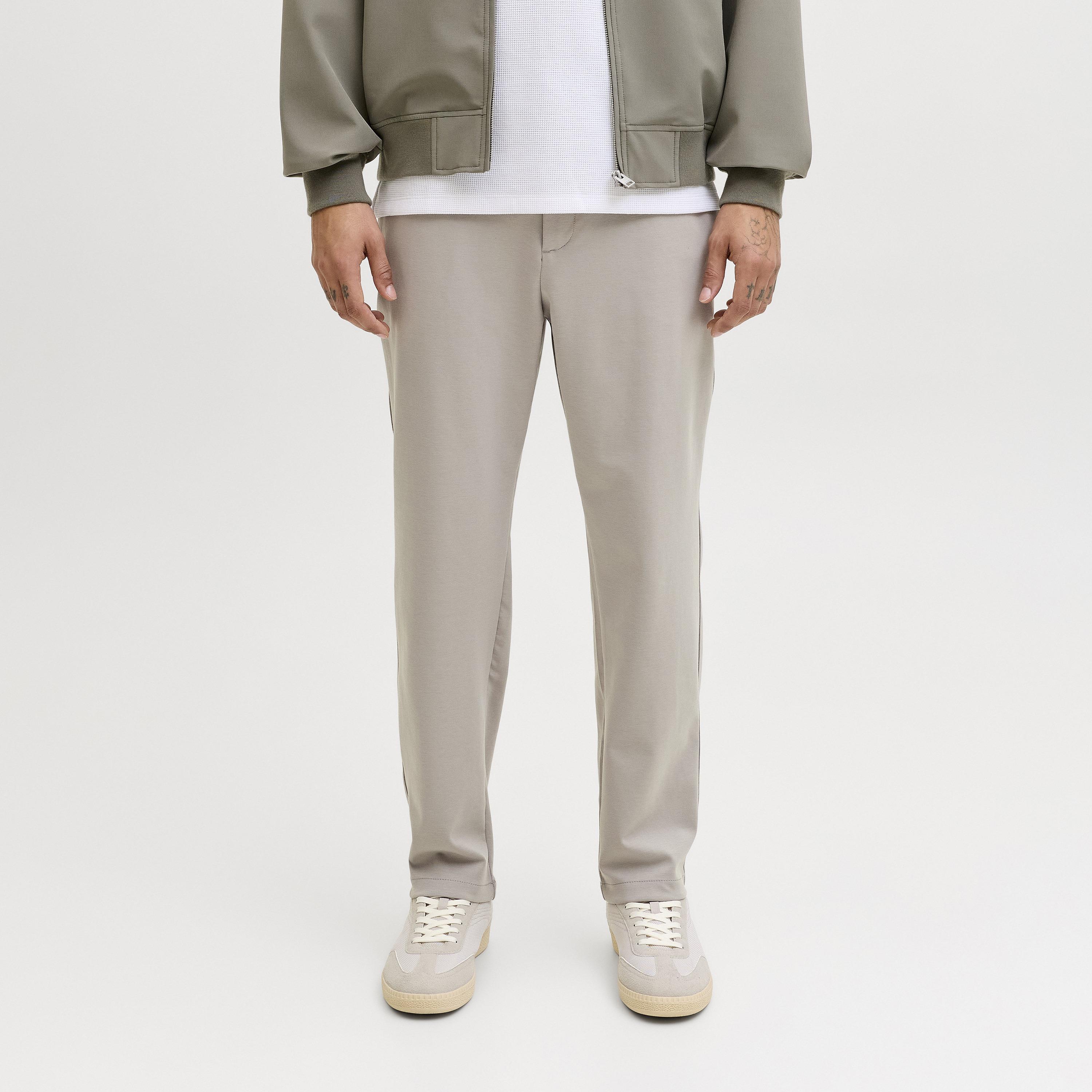 Jack & Jones Plain Mid-Rise Elasticated Drawstring Waist Men's Trousers-men-clothing-bottoms-trousersandchinos-trousers-image-1