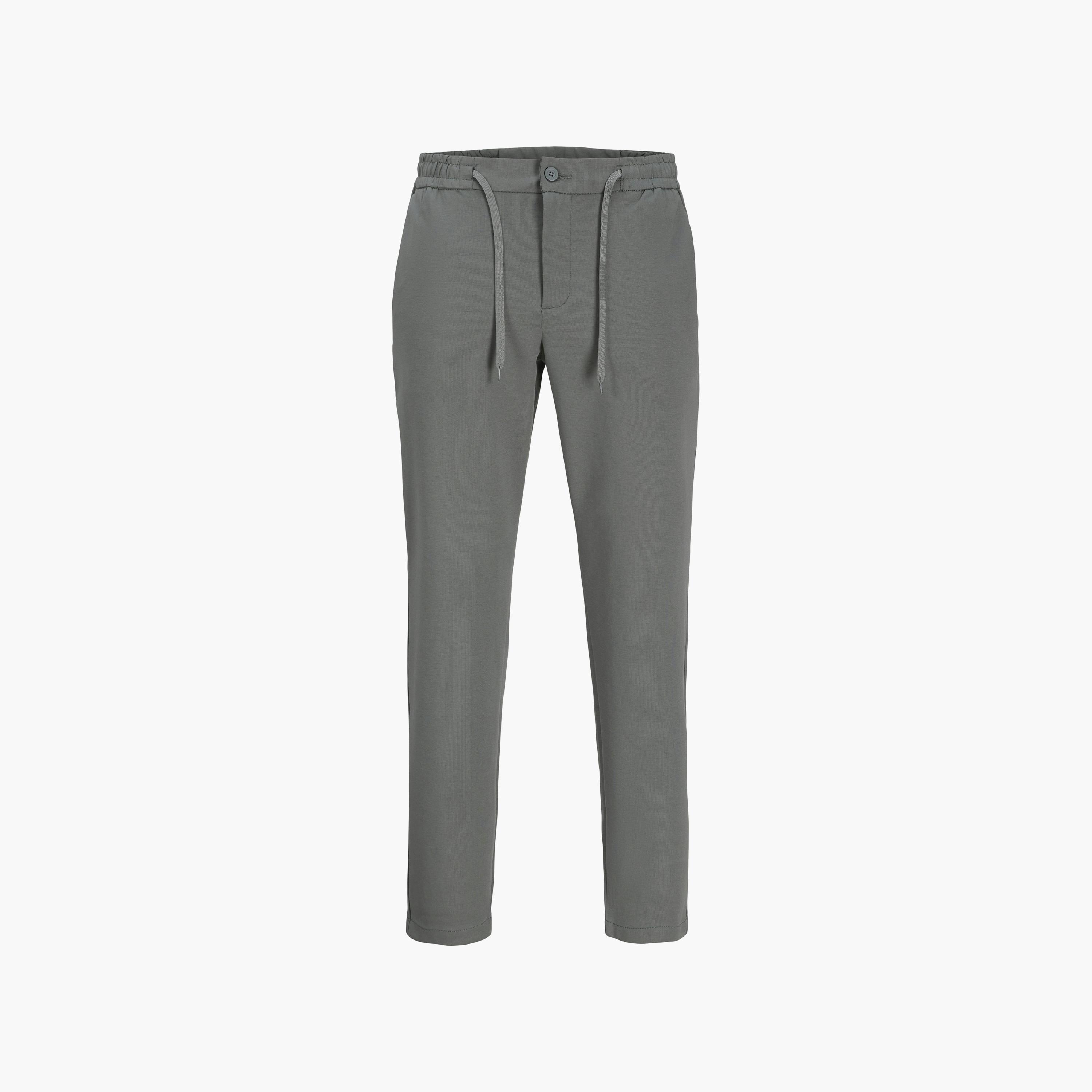 بنطال رجالي سادة بخصر متوسط الارتفاع وشريط مطاطي برباط من جاك آند جونز-men-clothing-bottoms-trousersandchinos-trousers-image-7