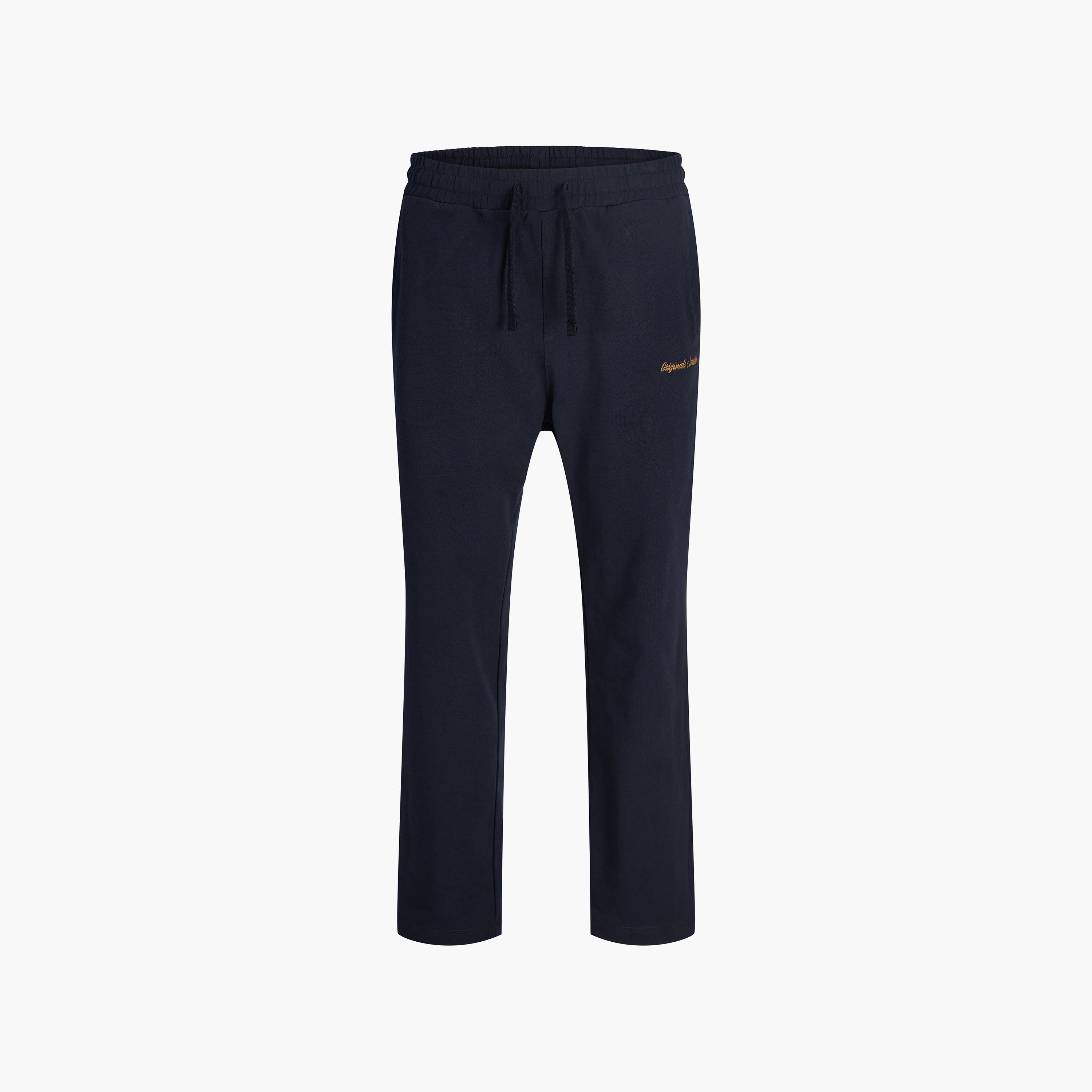 بنطلون رياضي رجالي سادة بخصر متوسط الارتفاع برباط من جاك آند جونز-men-clothing-joggers-image-22