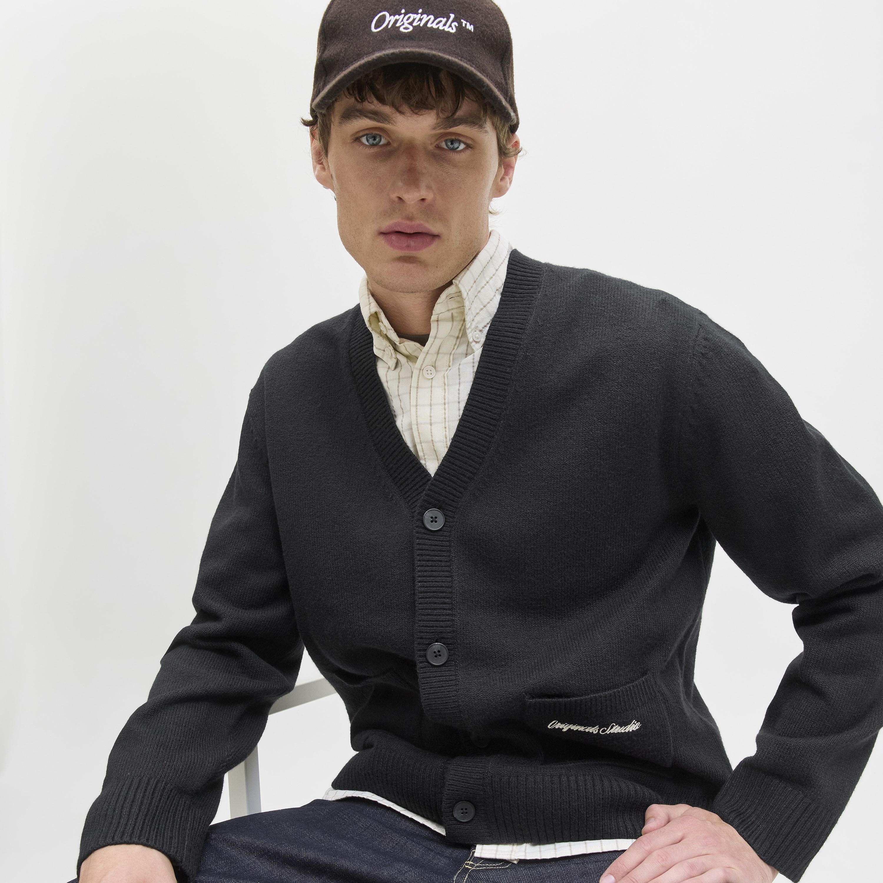 Jack & Jones Plain V-Neck Long Sleeves Men's Cardigan-men-clothing-sweatersandpullovers-image-3