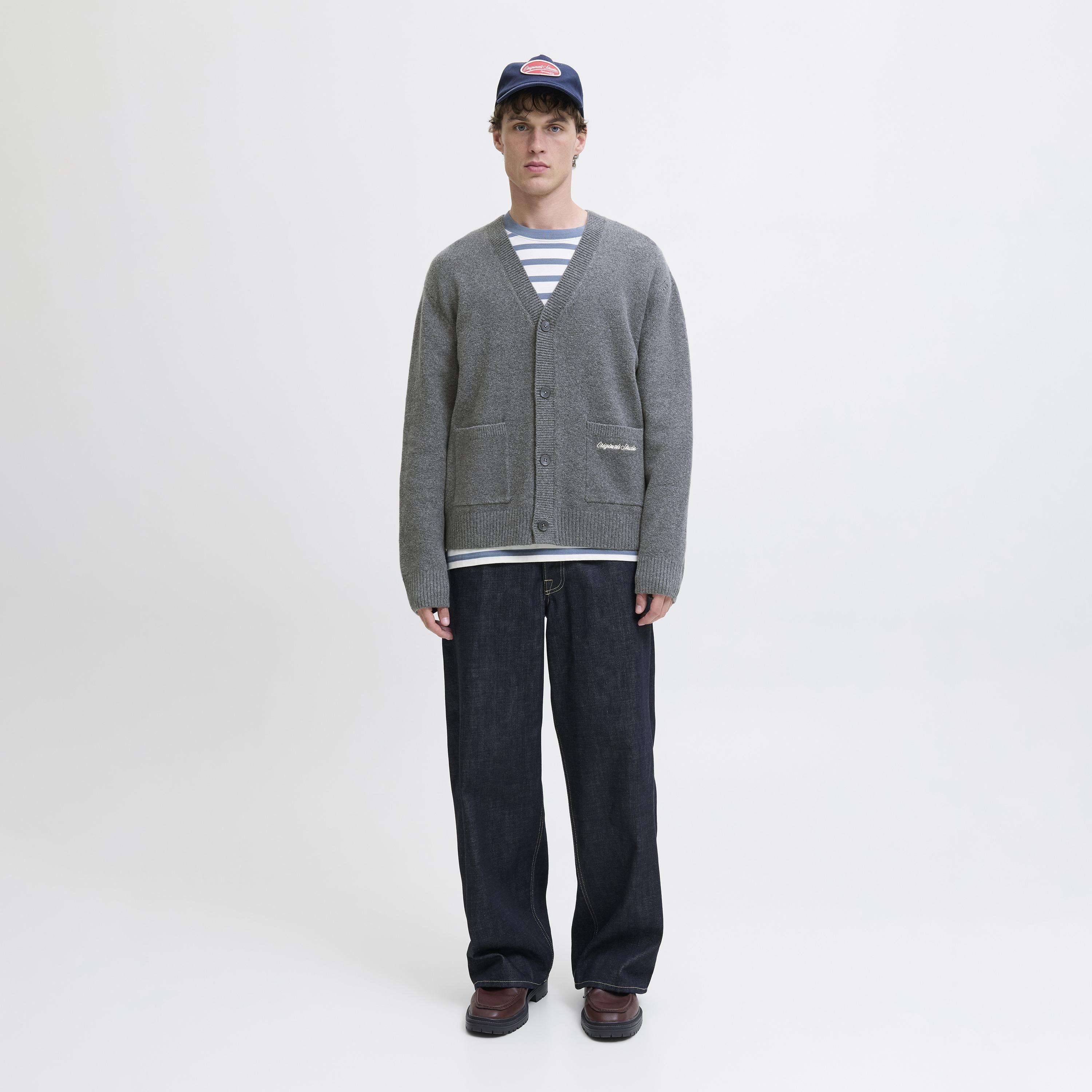 Jack & Jones Plain V-Neck Long Sleeves Men's Cardigan-men-clothing-sweatersandpullovers-image-2