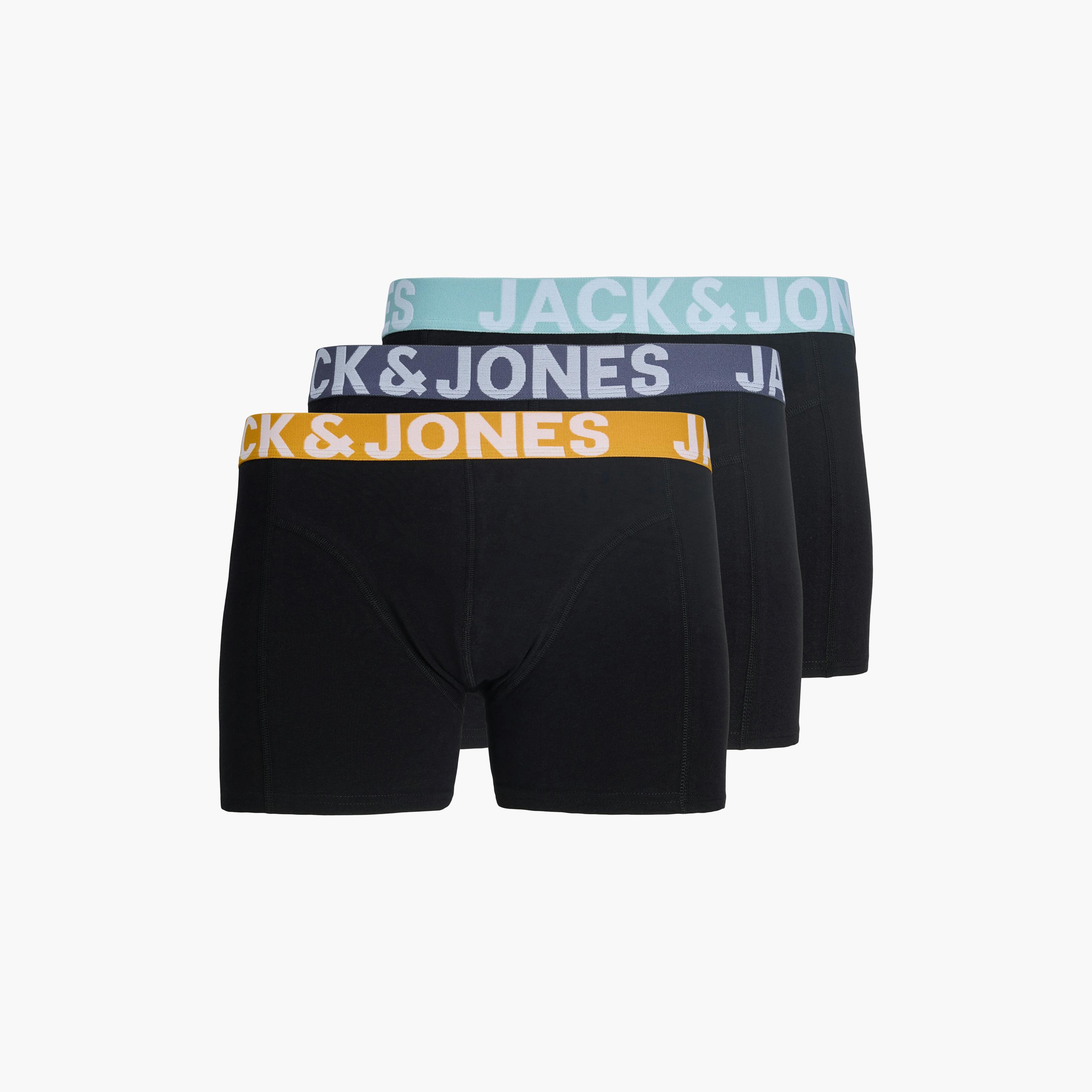 Jack & Jones Pack of 3 Brand Print Waistband Men's Trunks-men-clothing-innerwear-underwear-image-1