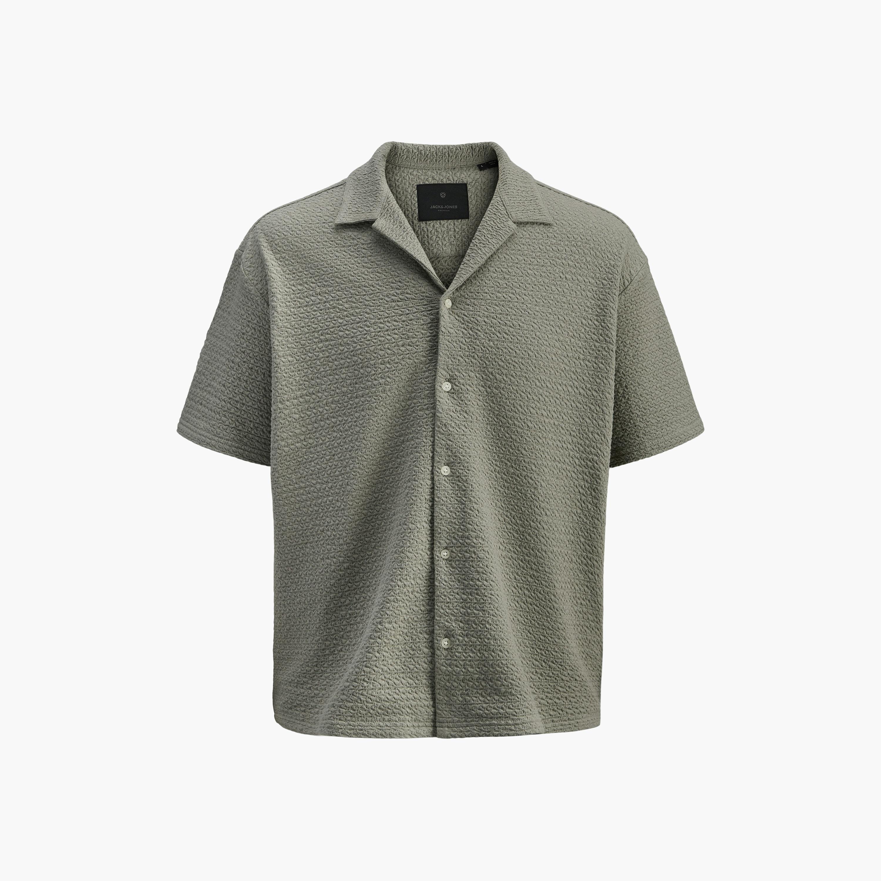 Jack & Jones Regular Fit Crinkled Resort Collar Short Sleeves Men's Shirt-men-clothing-shirts-image-7