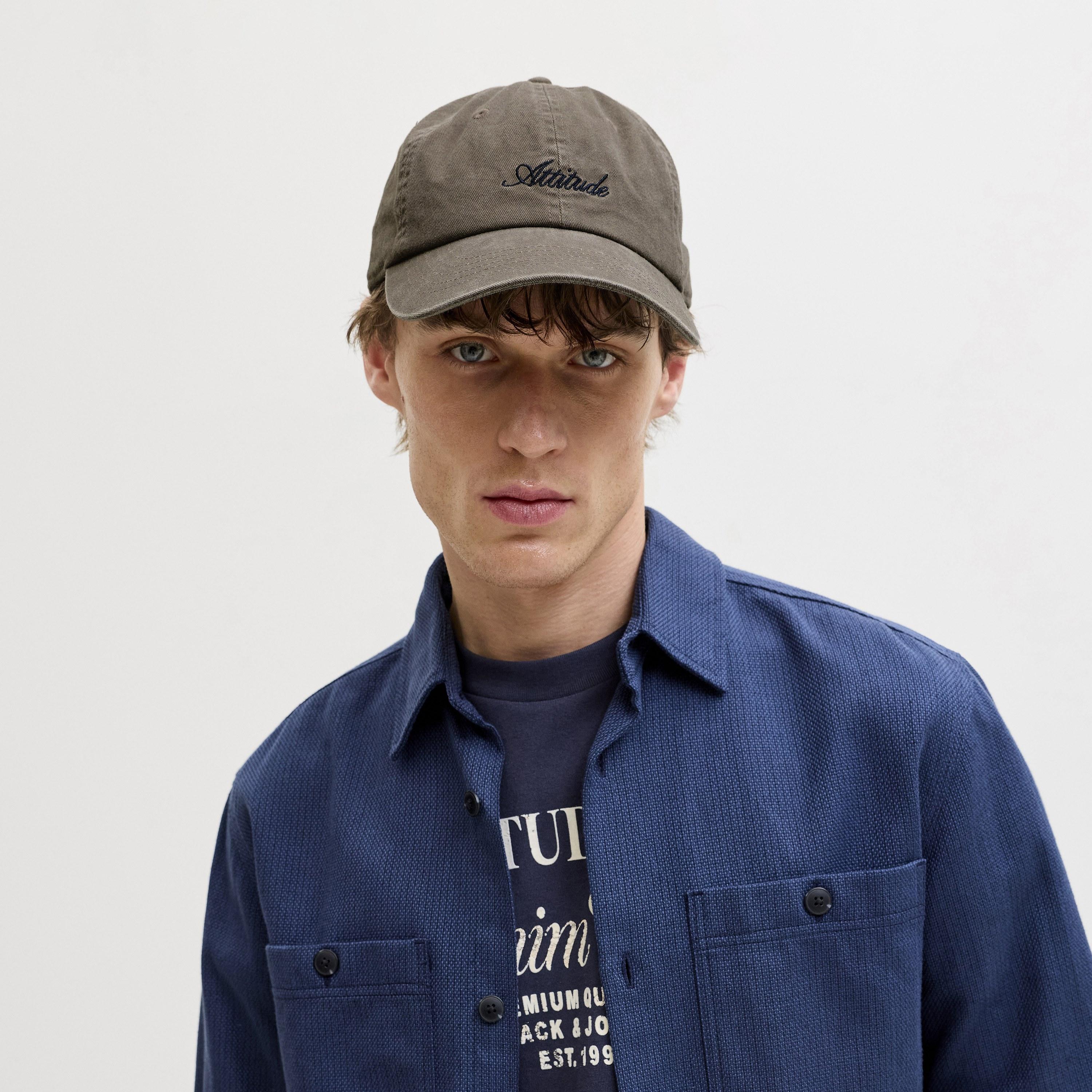 Jack & Jones Jacsoft Base Washed Text-Embroidered Baseball Cotton Men's Cap | 12288502-men-caps-image-13